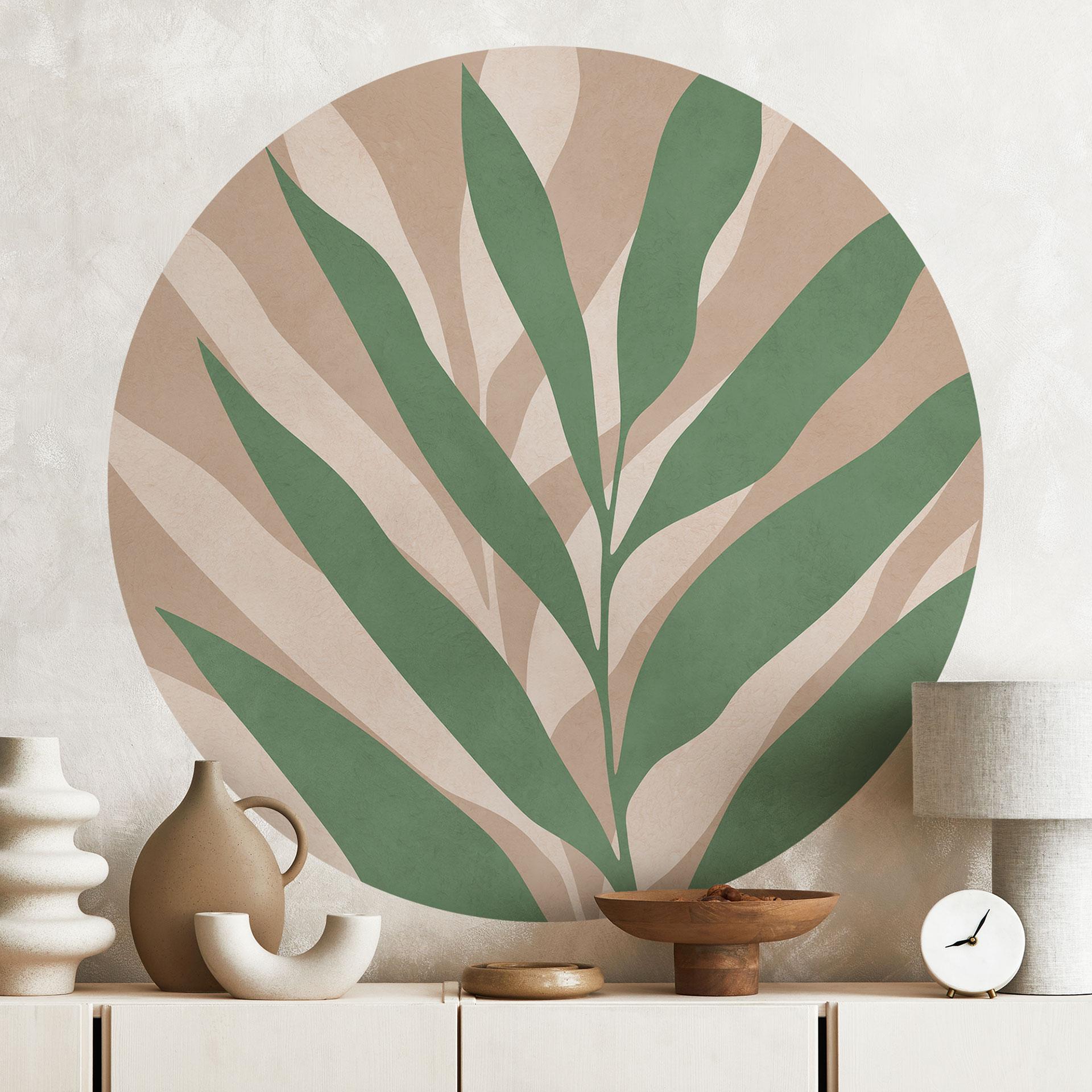 Wallsticker Tropiske grene i et blødt farvespil - Costa - Rund