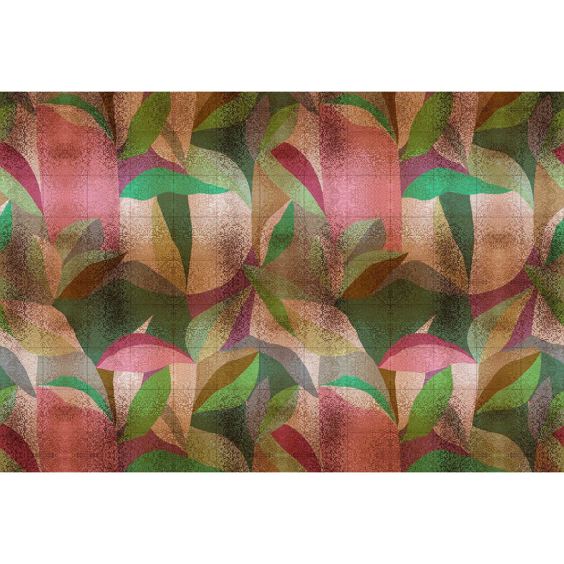 Bladeren behang - herfstkleuren op beige - vlies