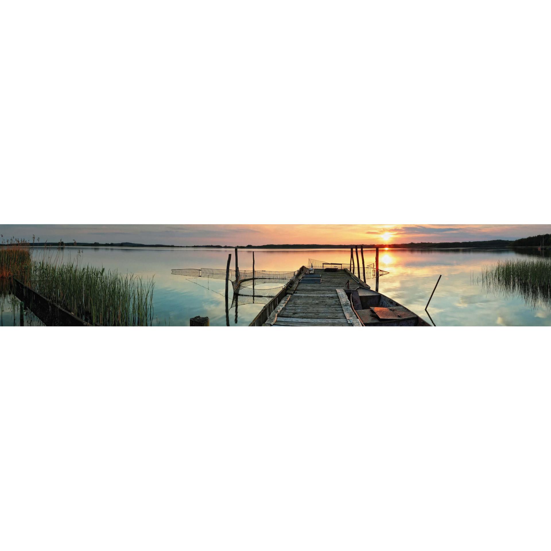 Fototapete Sunset at the Lake - Panorama - 48x260 cm