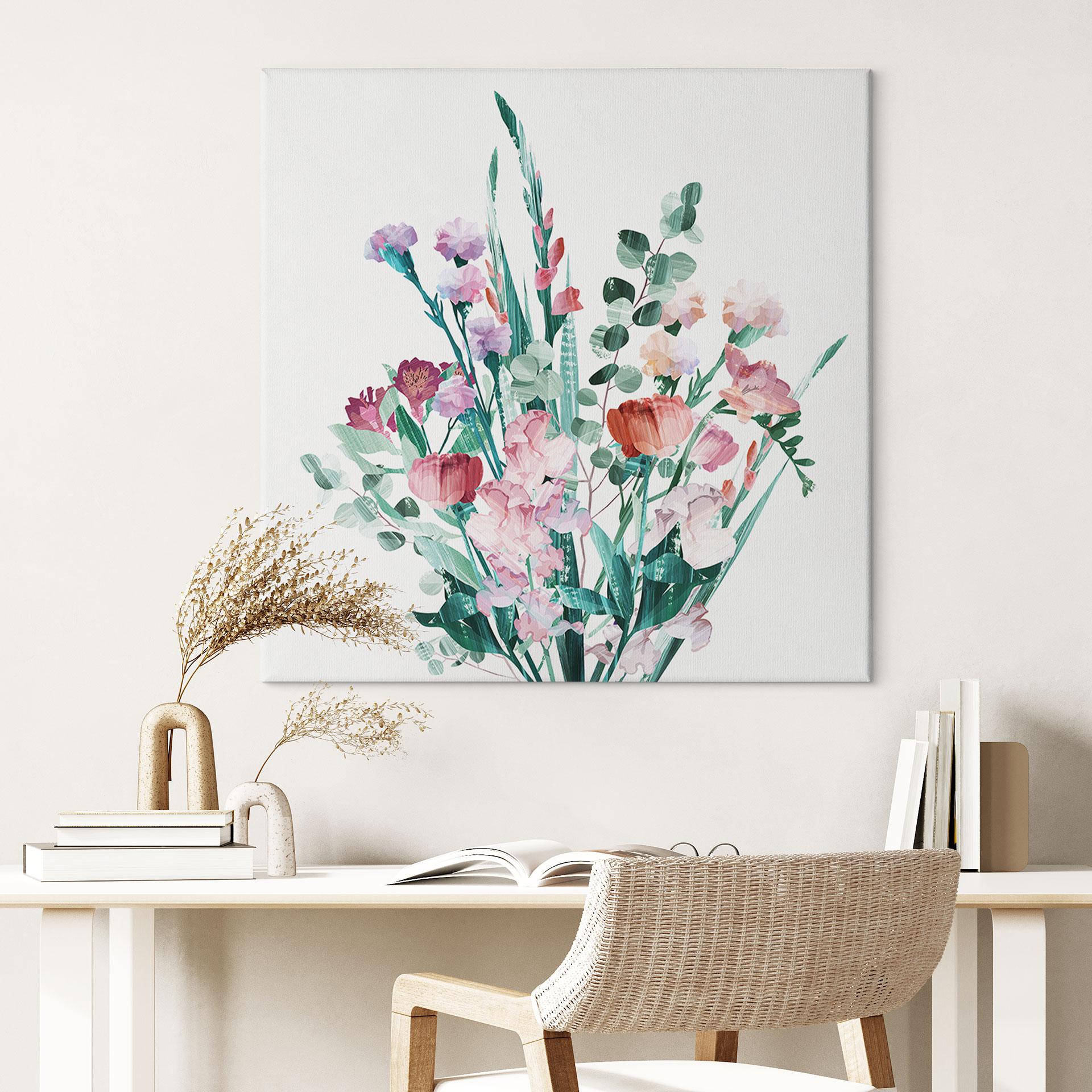 Canvasbillede Vildblomsterbuket i foråret - Goed Blauw - Firkantet