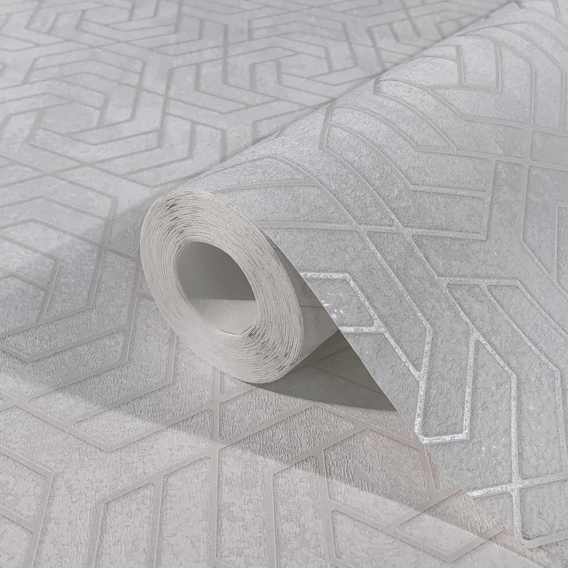 3D-look tapet grå grafik