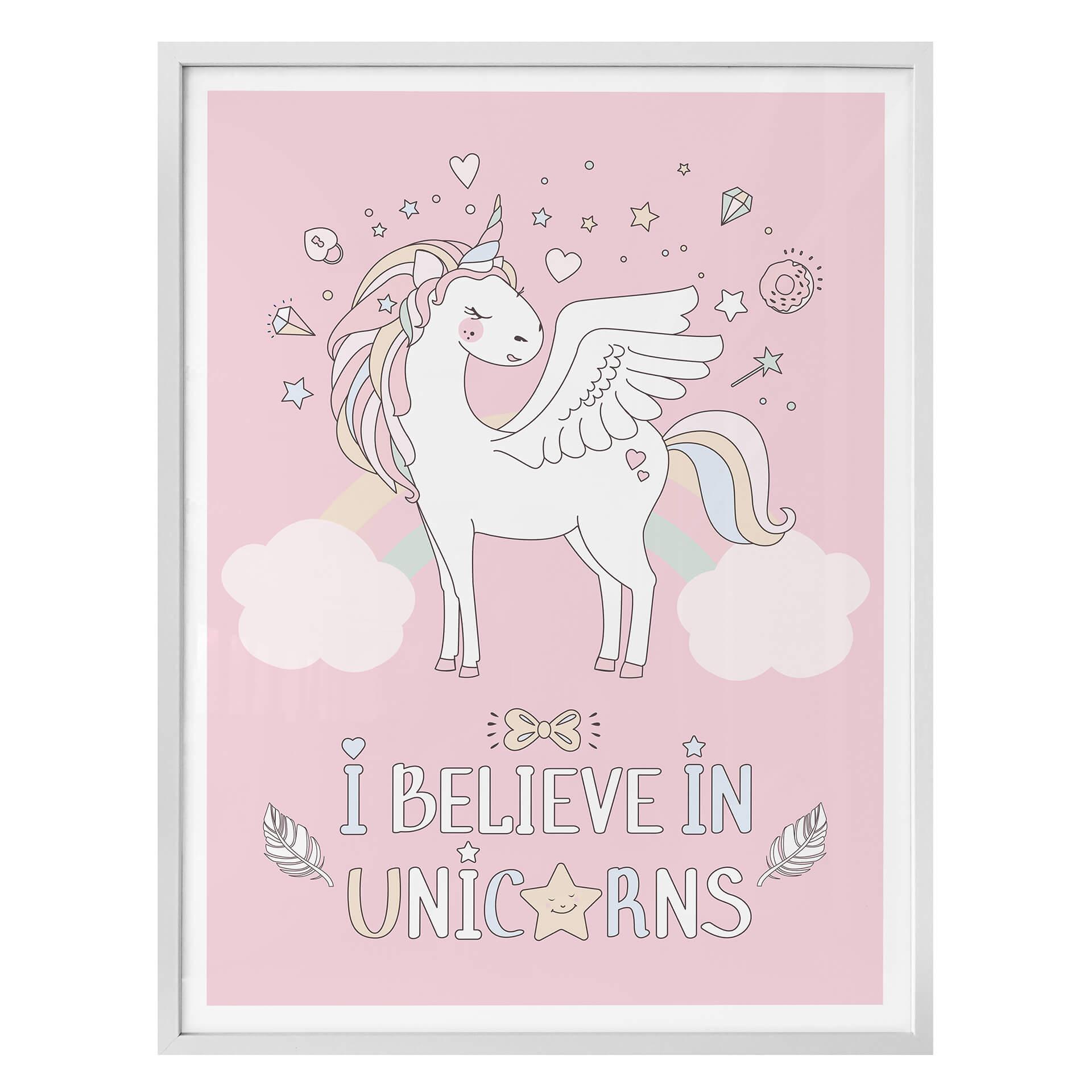 Poster Kvilis - Believe in Unicorns - rosa