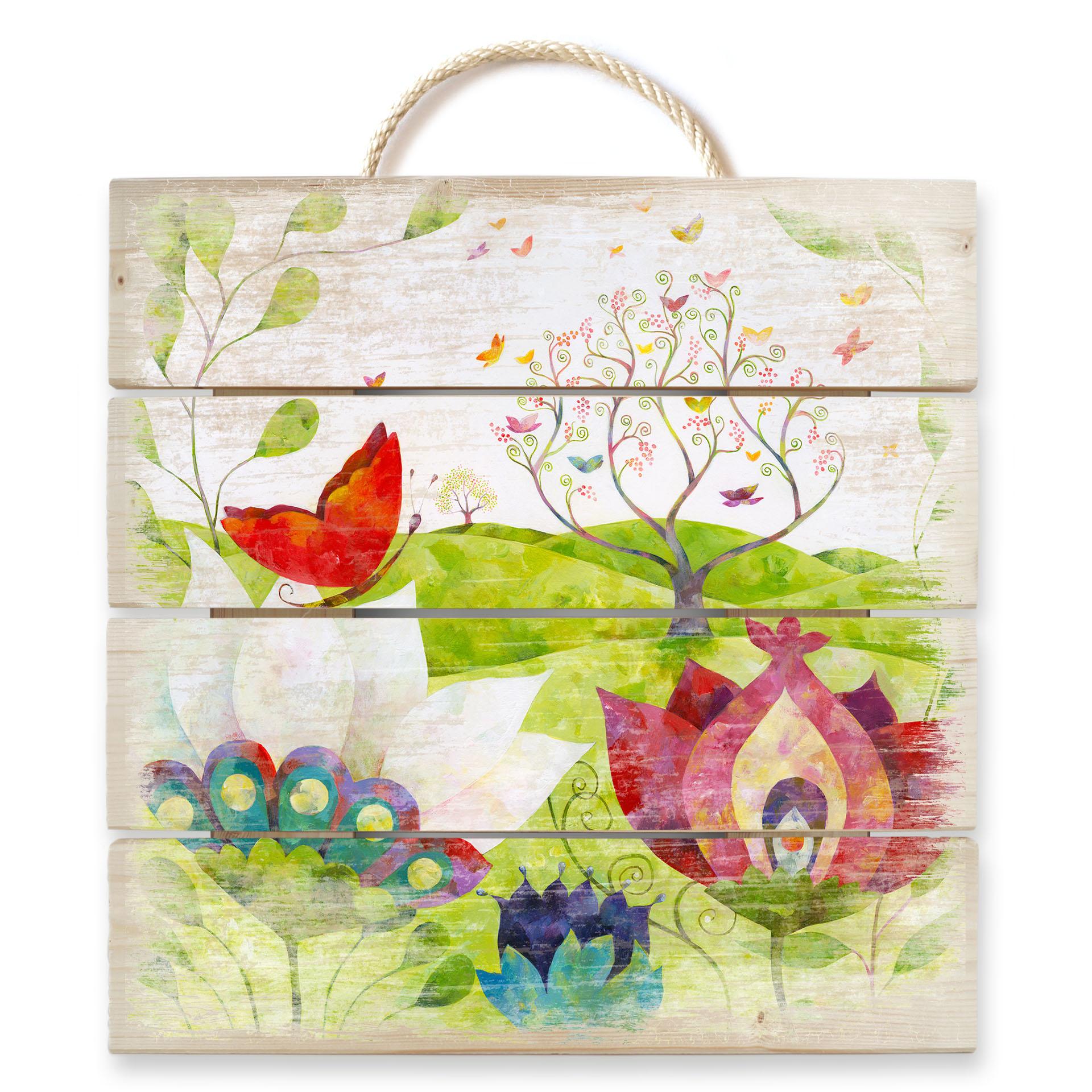 Cuadro de madera Blanz - Pradera de verano - 40x41,5 cm
