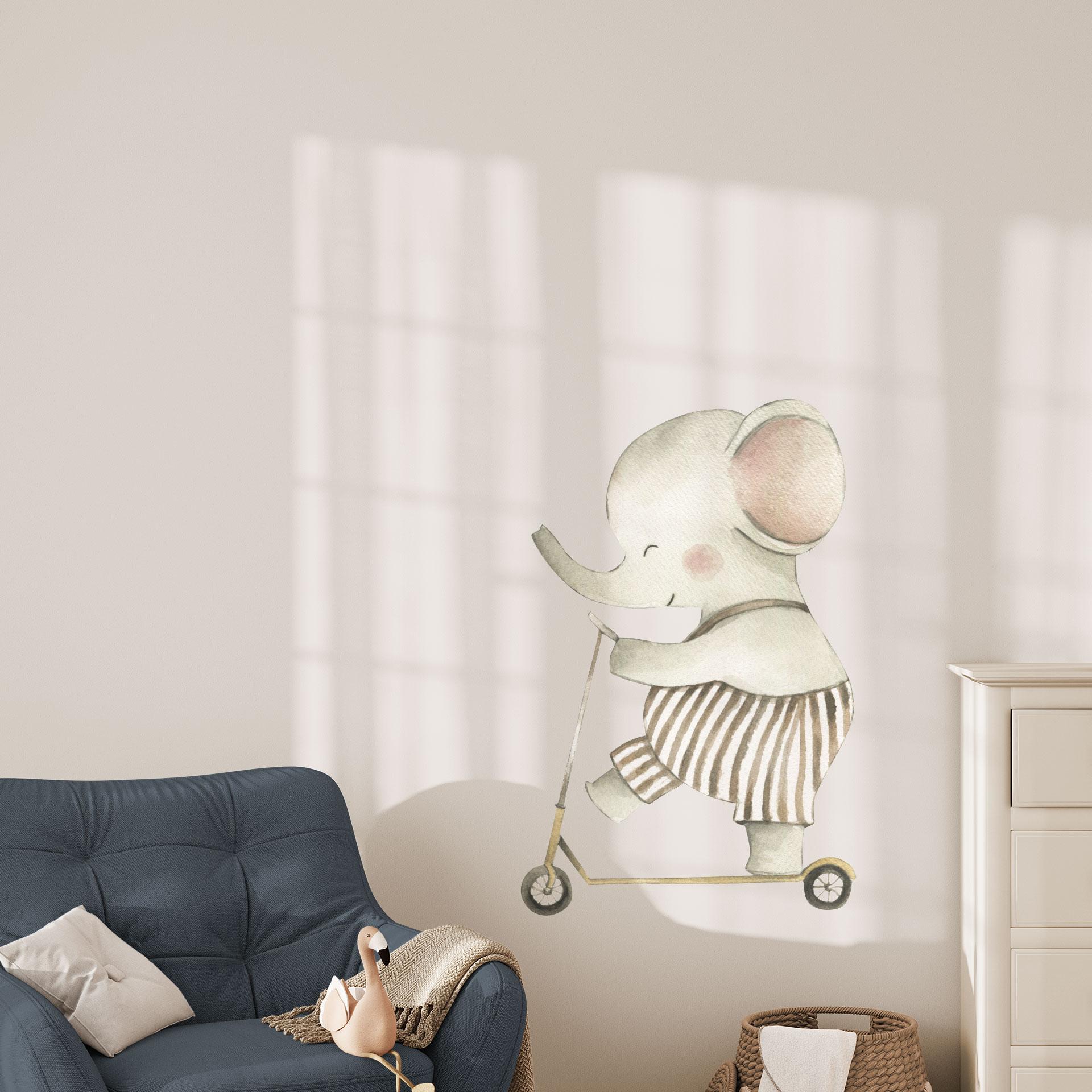 Wallsticker elefant på en rolle