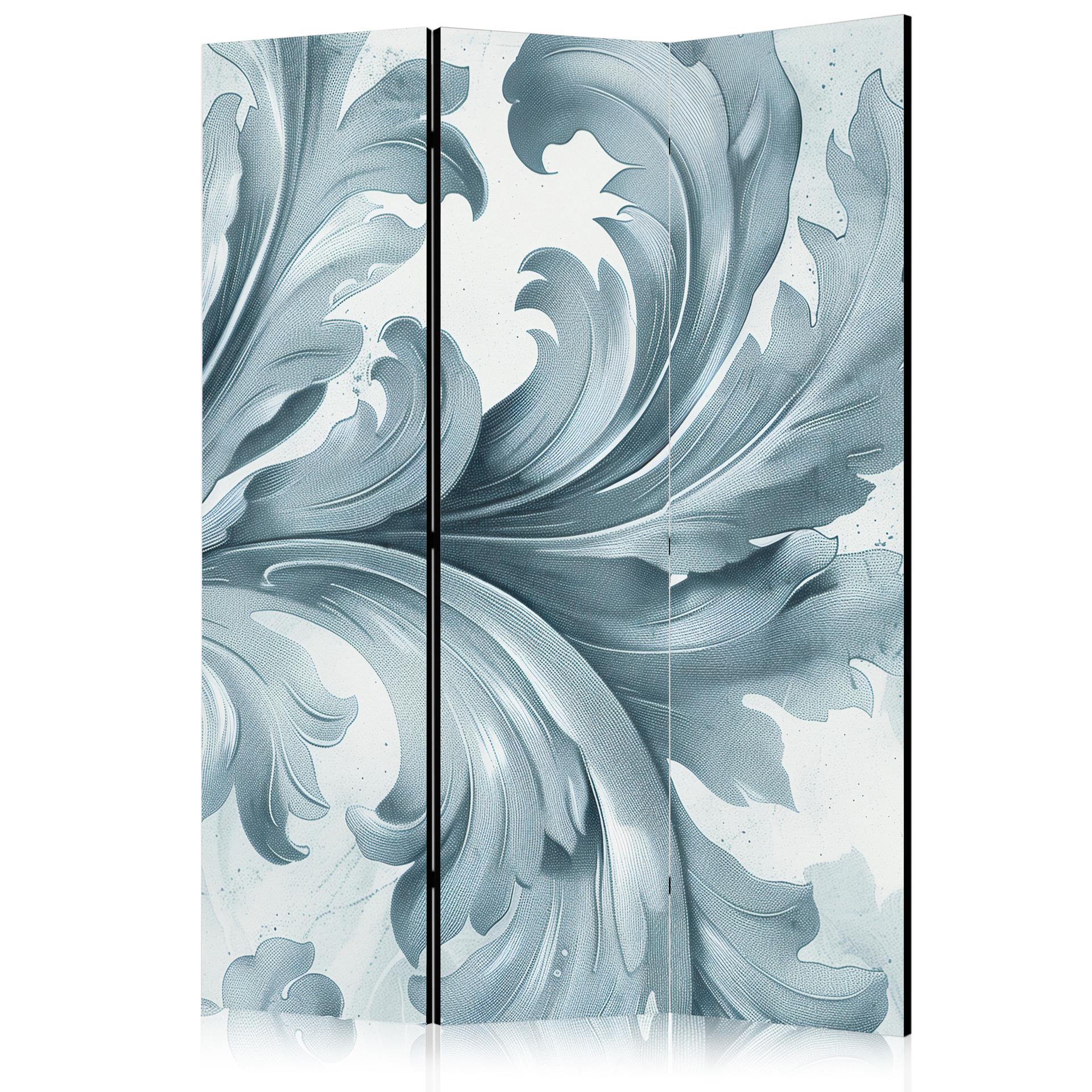 Paravent, Raumteiler freistehend, Trennwand - Stone Baroque Ornaments in Light Shades of Gray and Bl