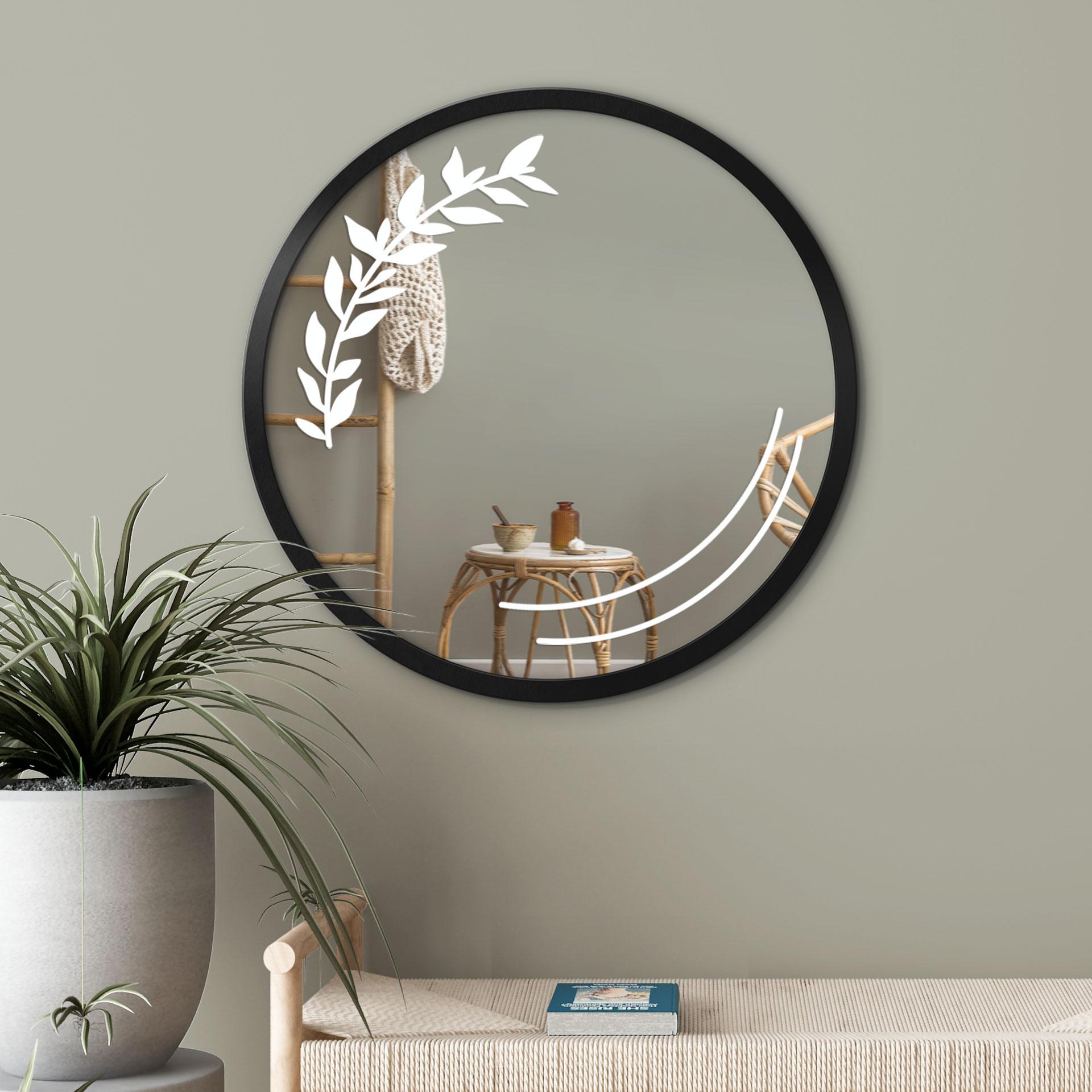 Wallsticker Spejlklistermærke bladgren i en cirkel