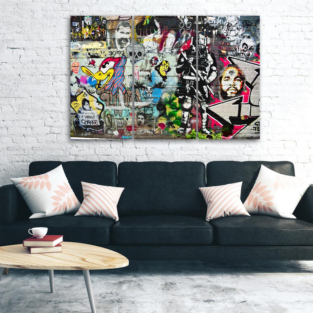 3 stykke lærredstryk, graffiti Street Art