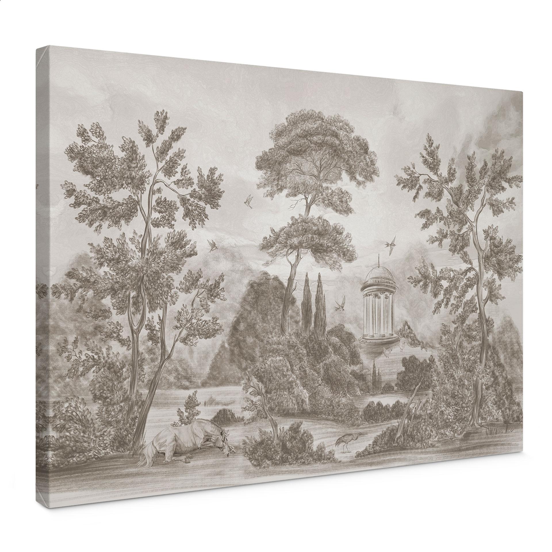 Canvas schilderij Landschap met tuinlandschap in beige - Ms Tiff