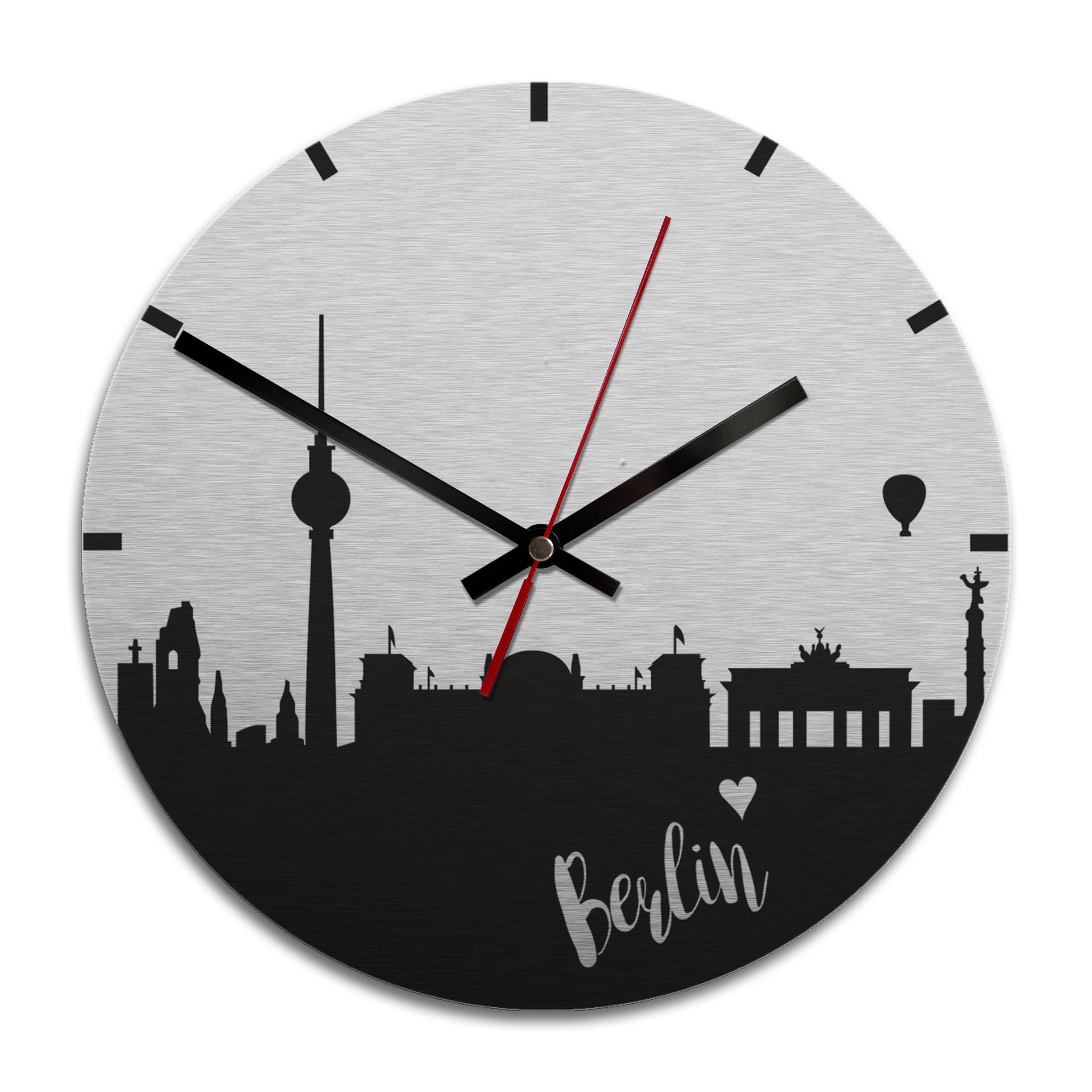 Horloge murale en Alu-Dibond - Argenté - Skyline Berlin
