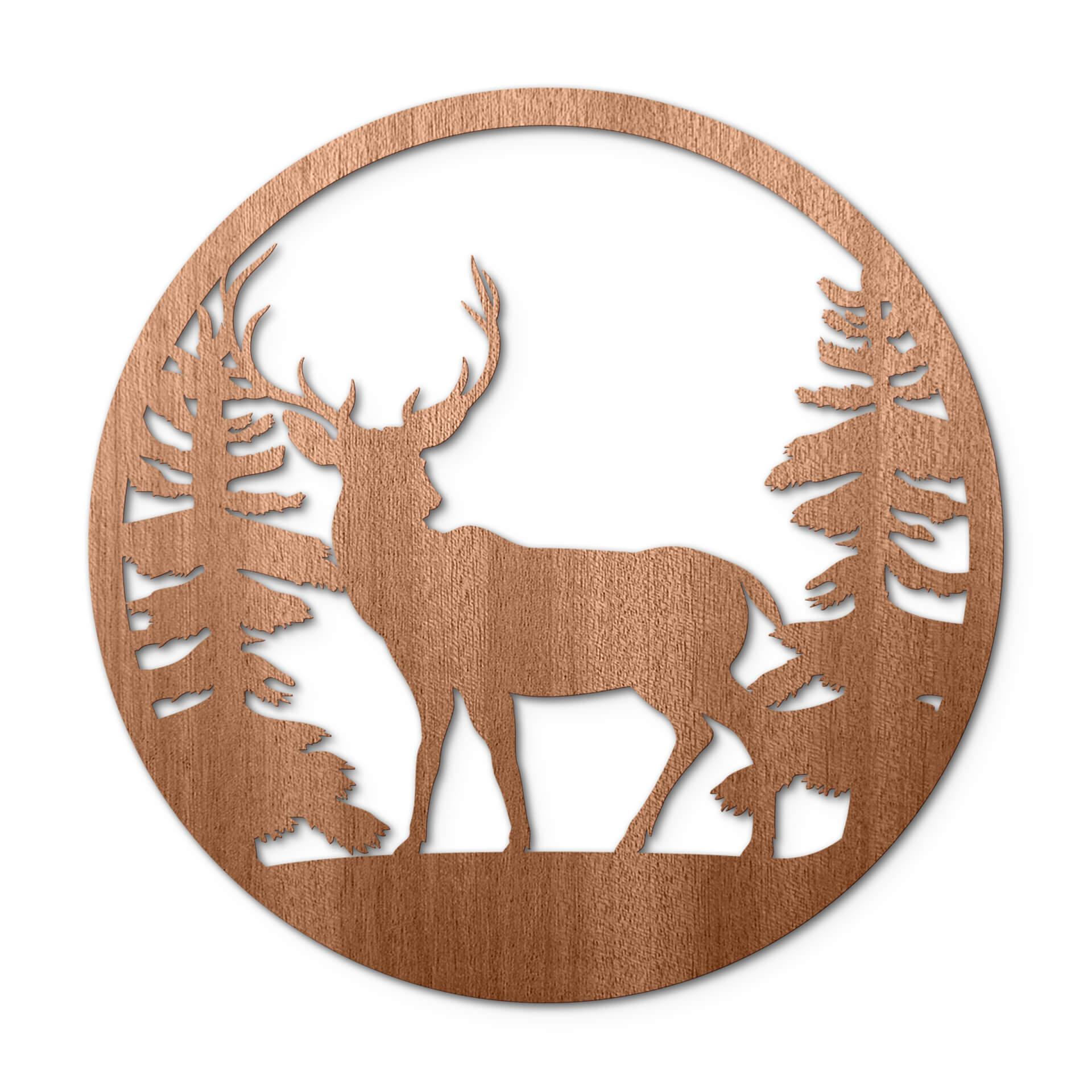 Houten Wanddecoratie Mahoniefineer Hert in het Bos