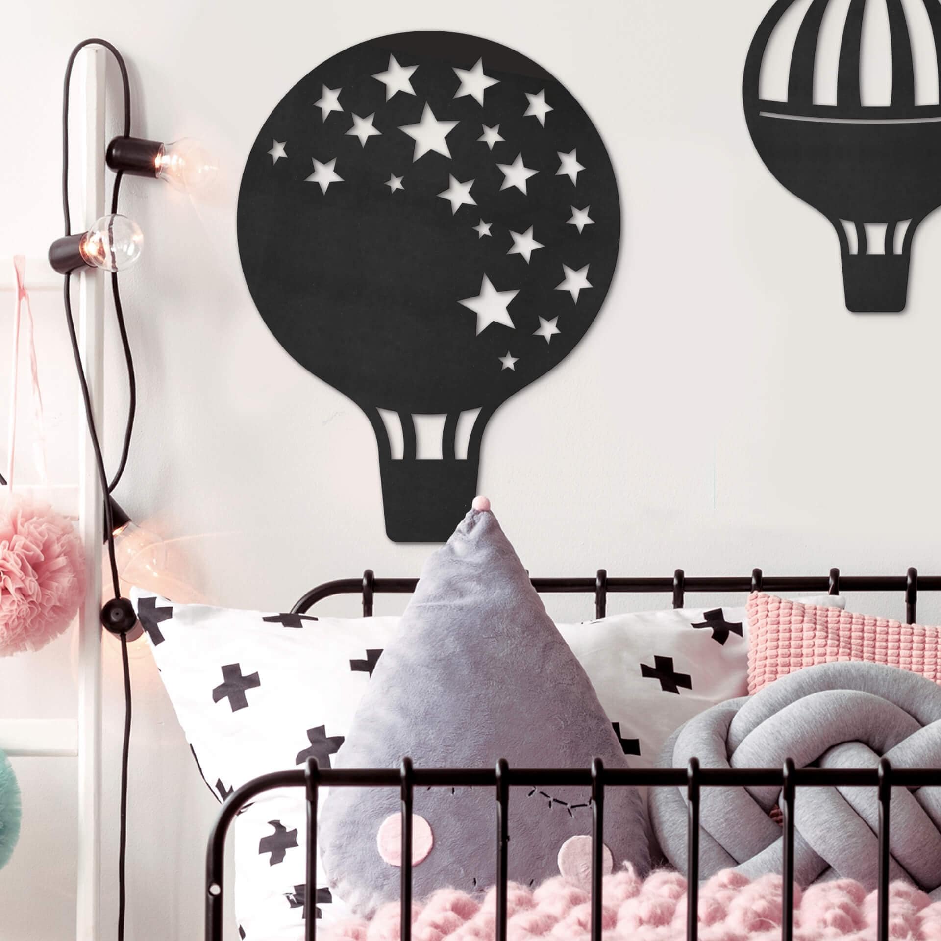 MDF - Decoración en madera - Globo aerostático con estrellas
