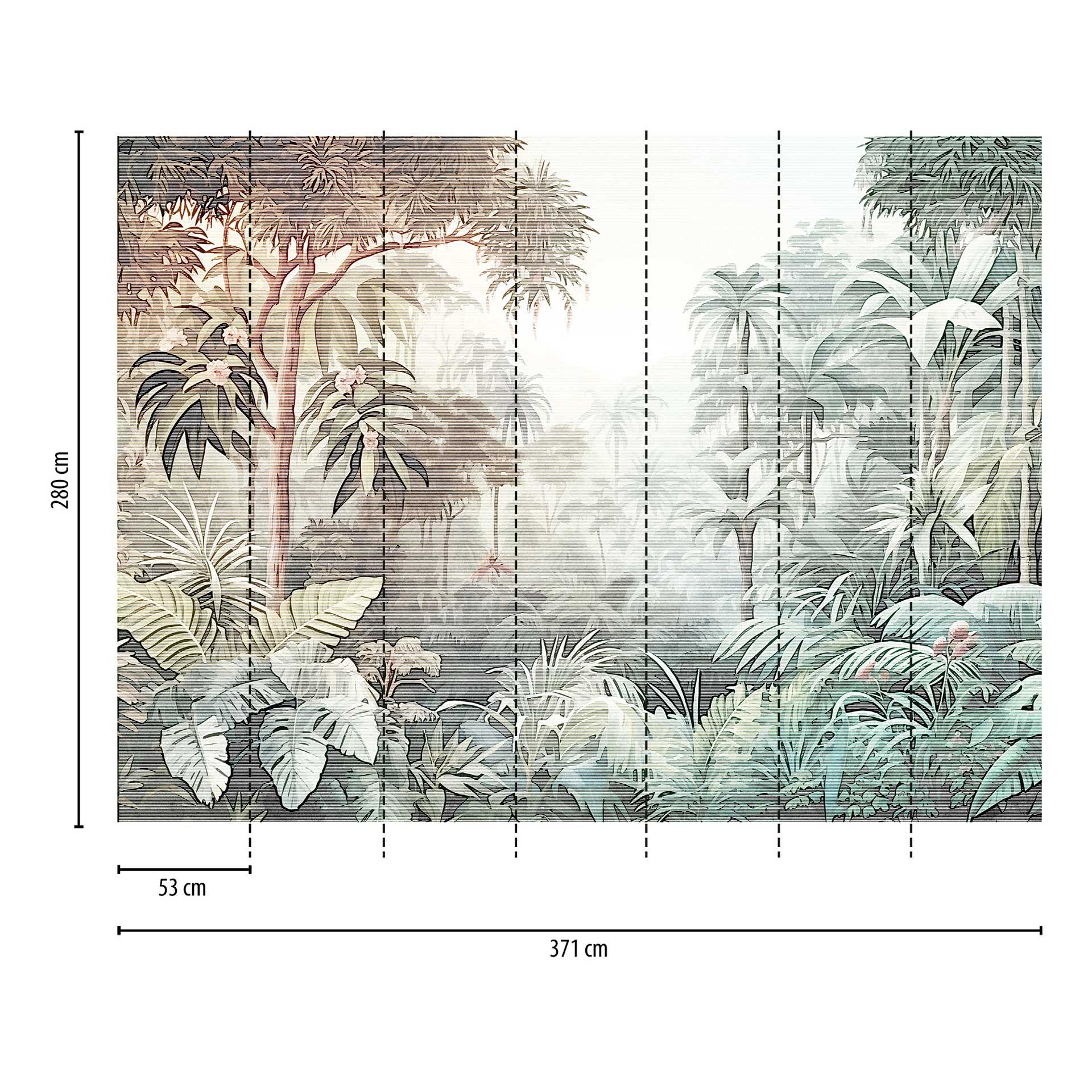 Jungle Groen Bruin - 3D vliesbehang met tropisch motief voor de woonkamer