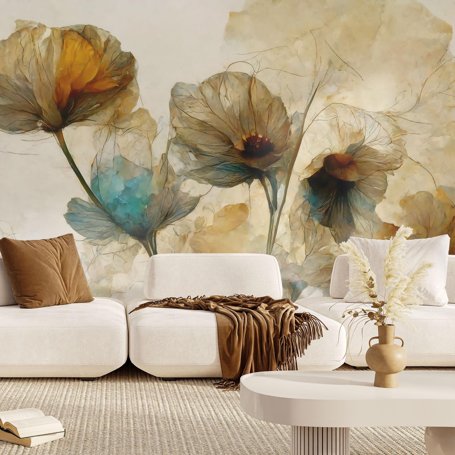 Fotomural Flores de amapola secas con aspecto vintage - Treechild