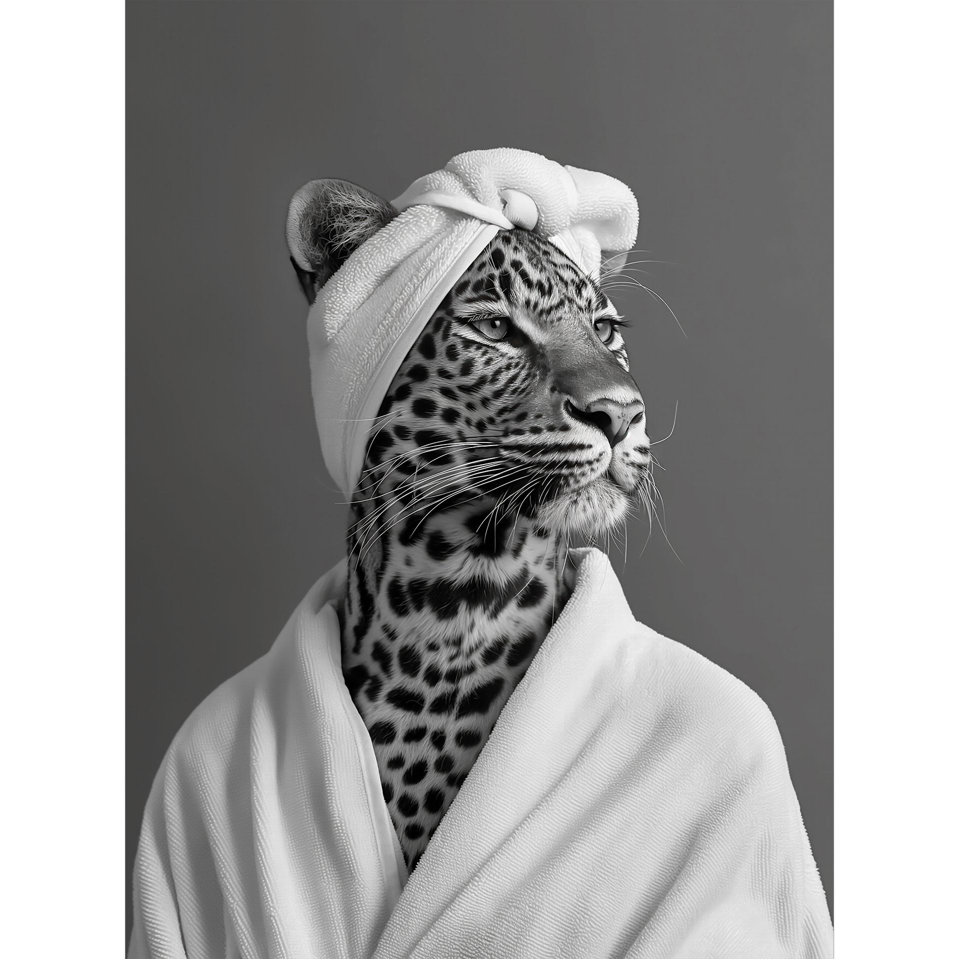Royale spa time-out fotobehang met luipaard | zwart en wit - Rahner