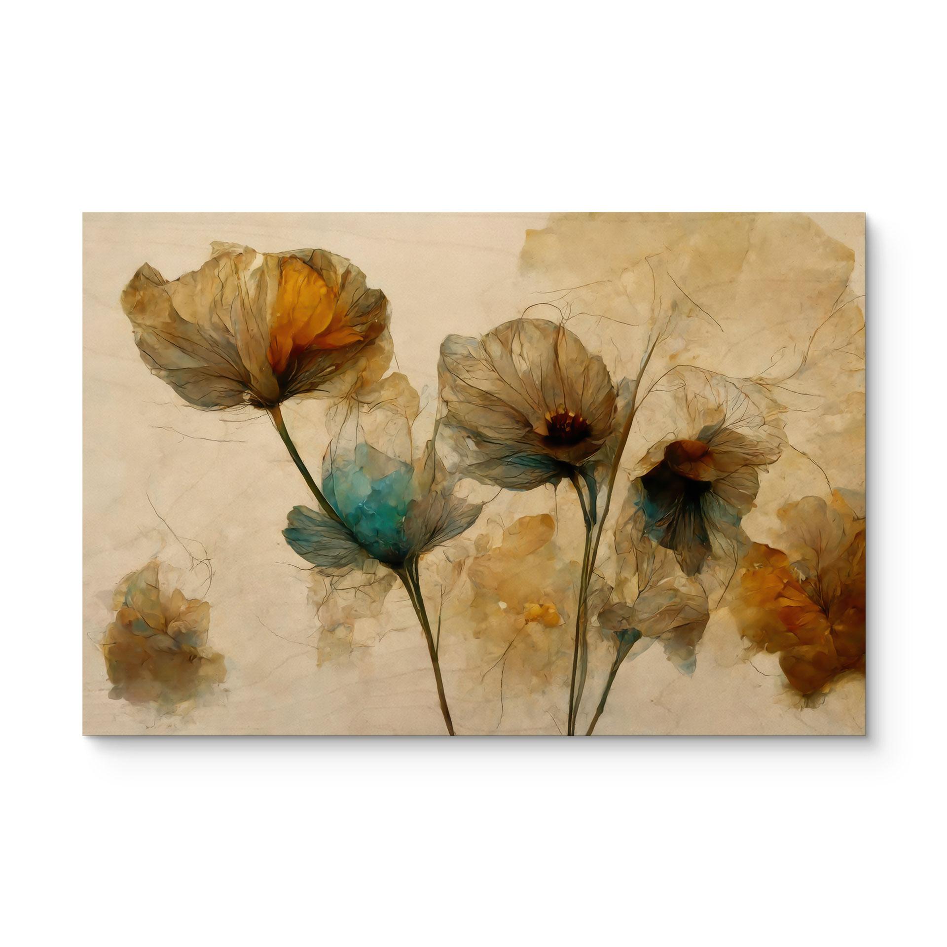 Holzbild Trockenblumen Mohn im Vintage-Look - Treechild