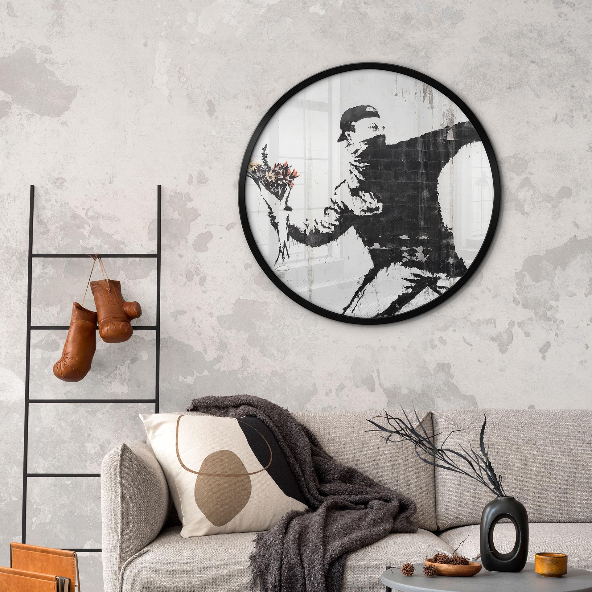 Plakat Banksy - Miotacz kwiatów - Okrągły