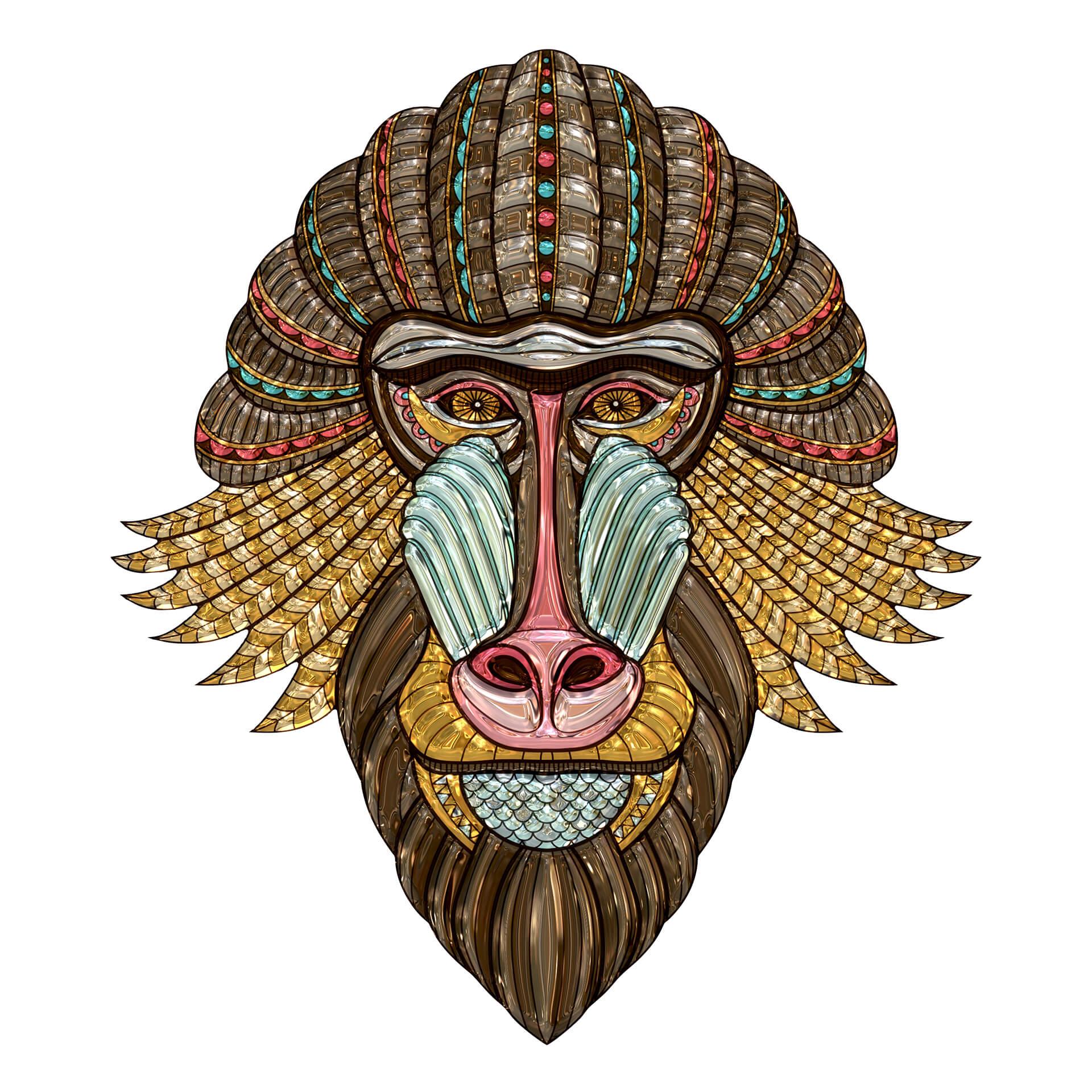 Wandtattoo Metallic Mandrill