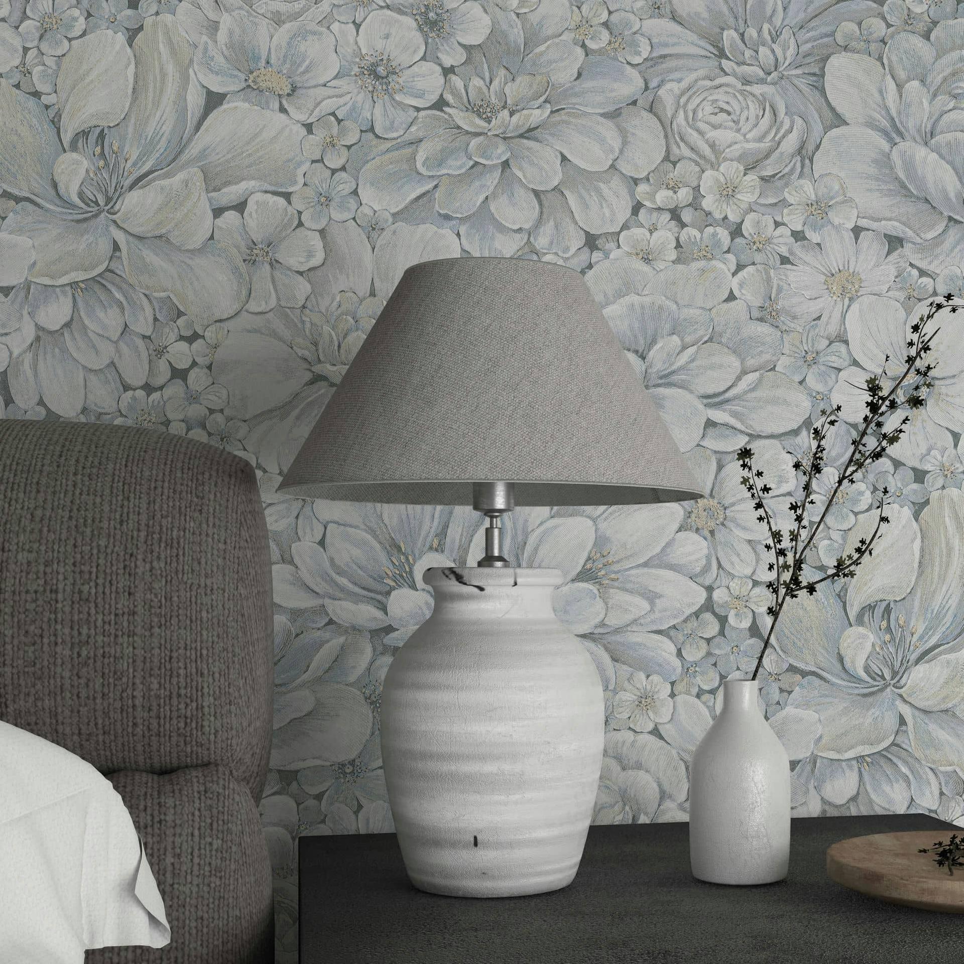non-woven tapet blå blomster til stue soveværelse tapet marburg