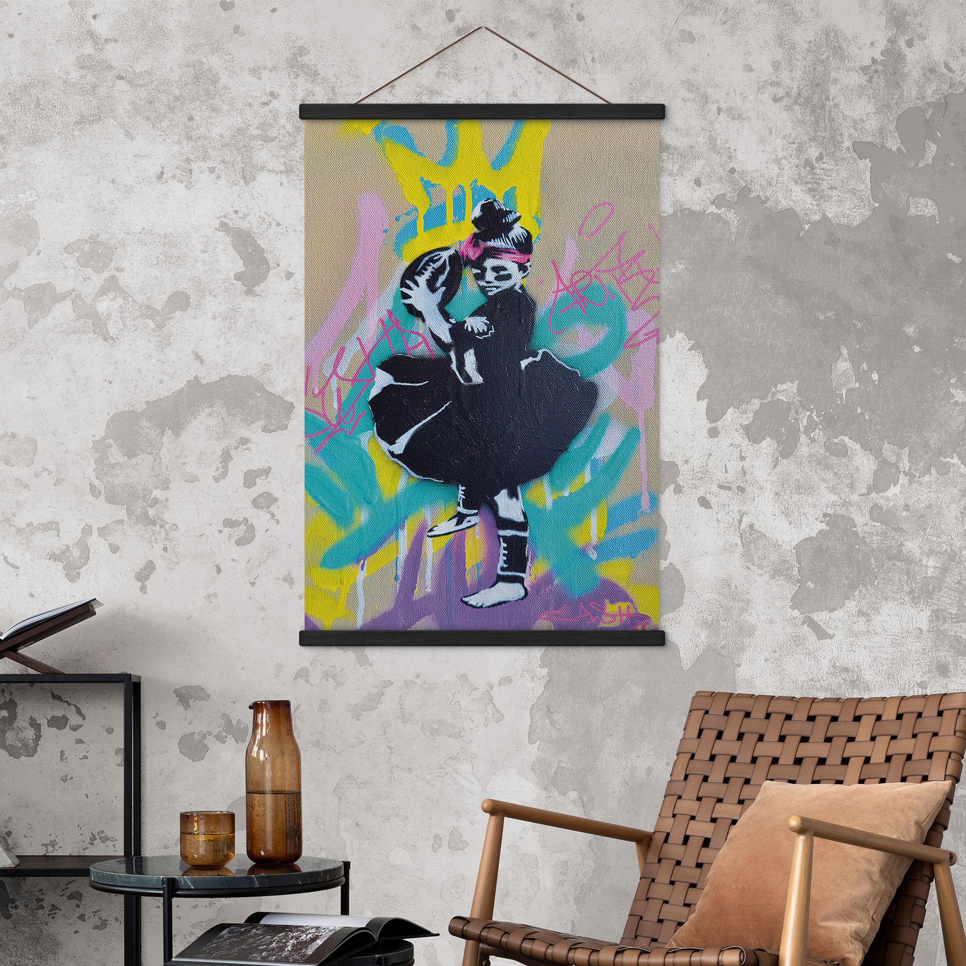 Stoffbild Ballerina mit Football Graffiti - Habib
