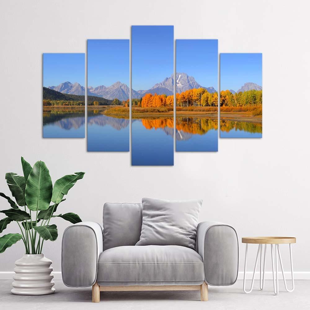 Leinwandbild 5 teilig, Landschaft See Natur