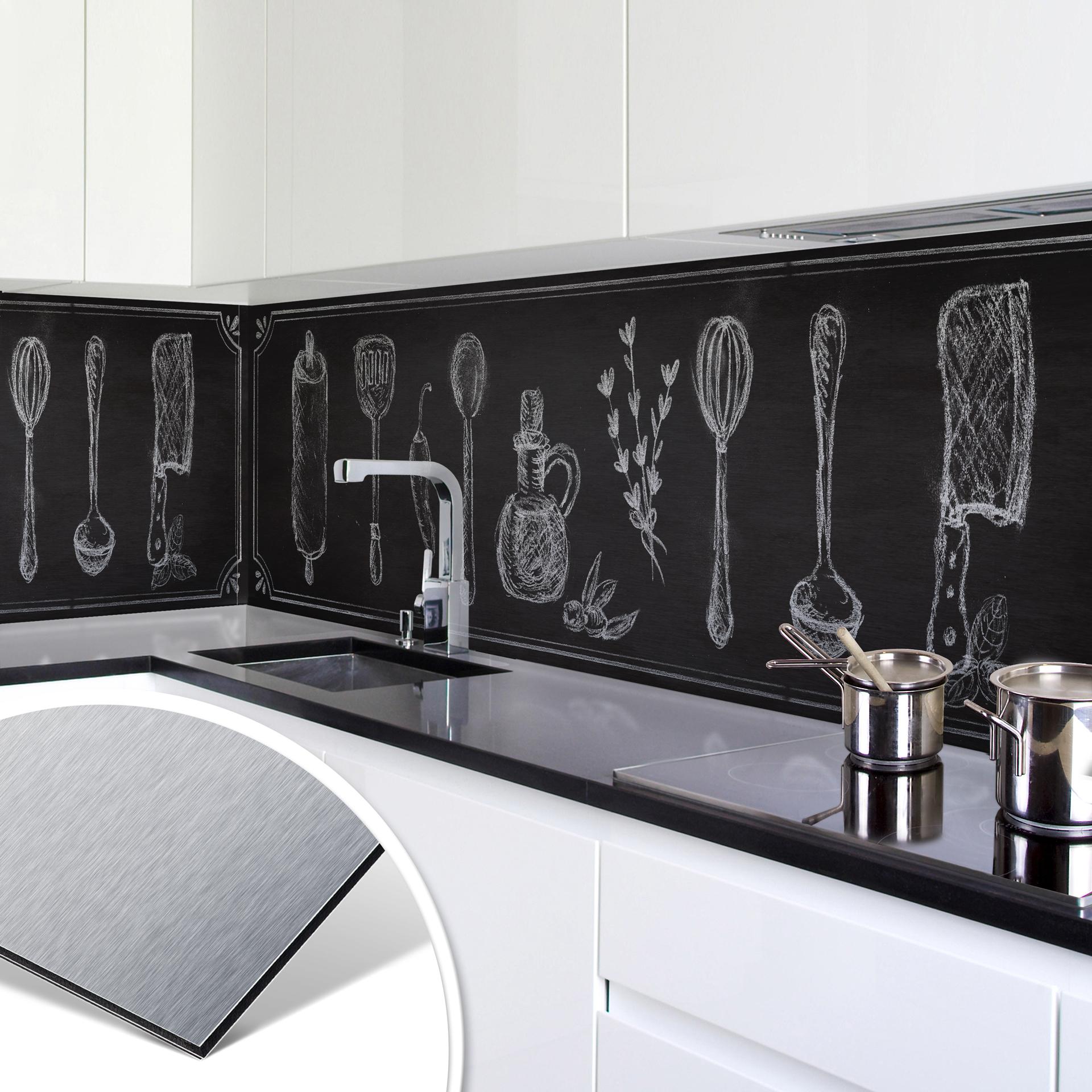 Revêtement pour cuisine - Alu-Dibond - Rustic Kitchen - Argenté
