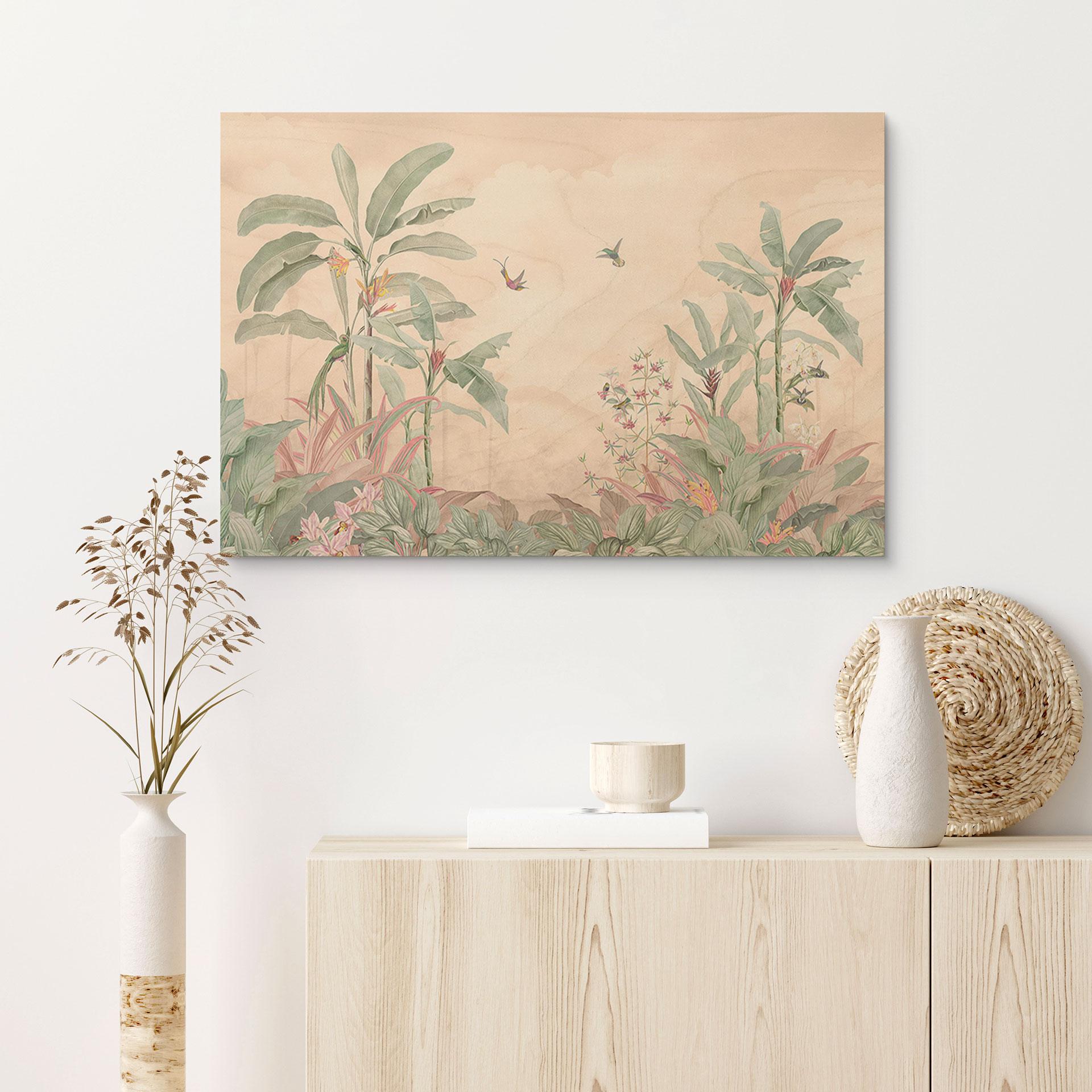 Billede af træ Tropisk idyl med kolibri abrikos - Bloomery Decor