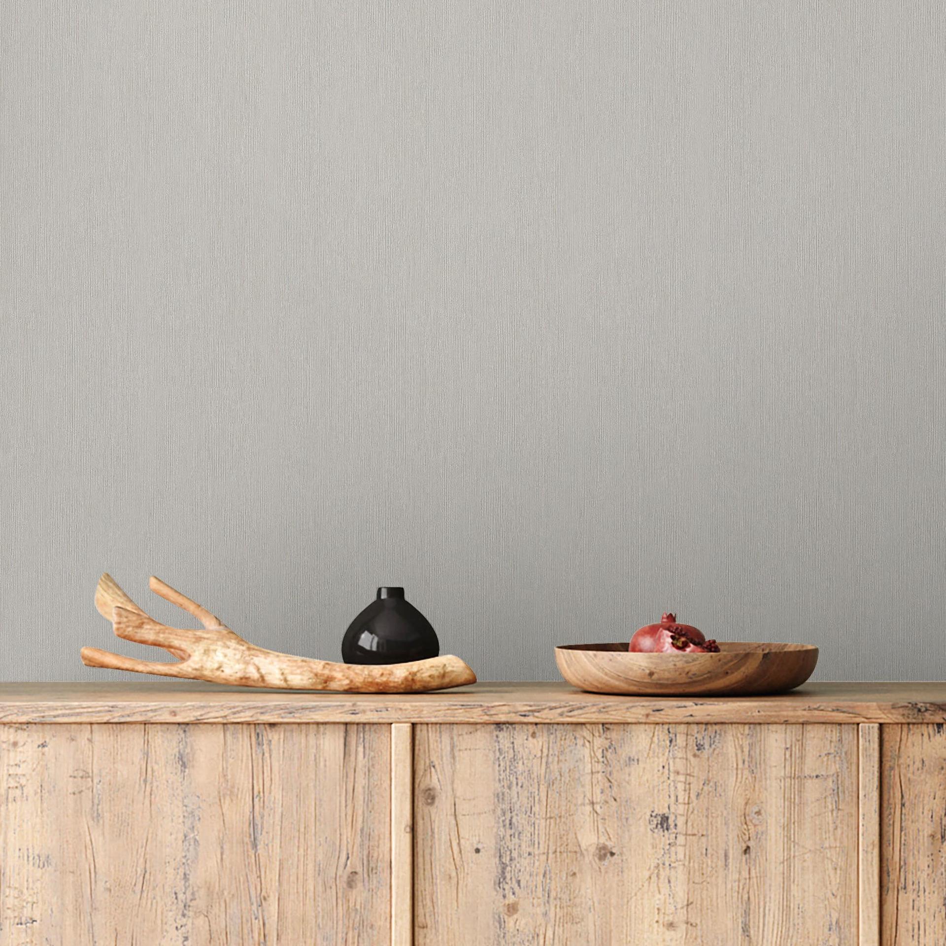Non-woven tapet i tekstillook med struktureret overflade hvid, beige ensfarvet