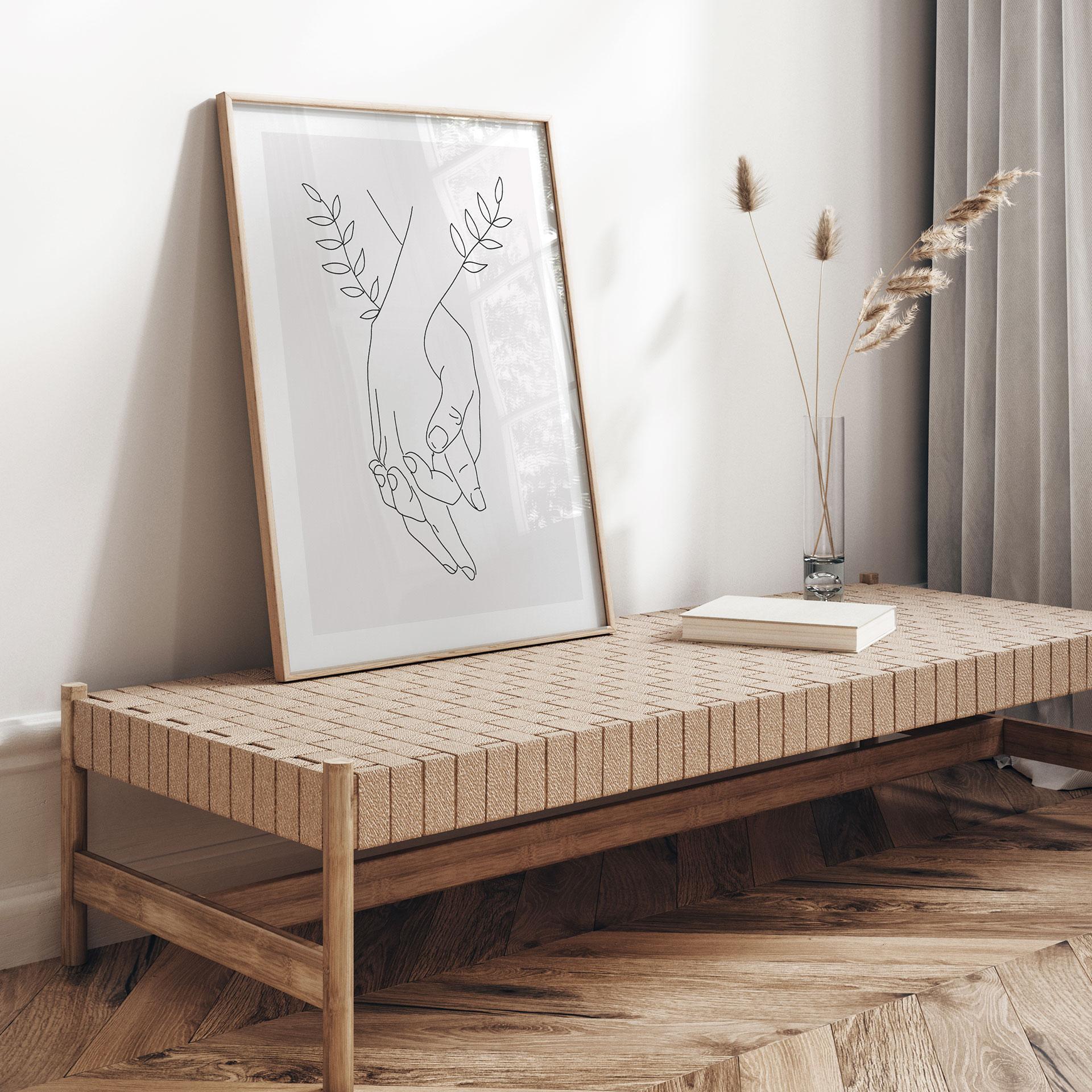 Plakat Line Art - Elskende, der holder hinanden i hånden - Lizde