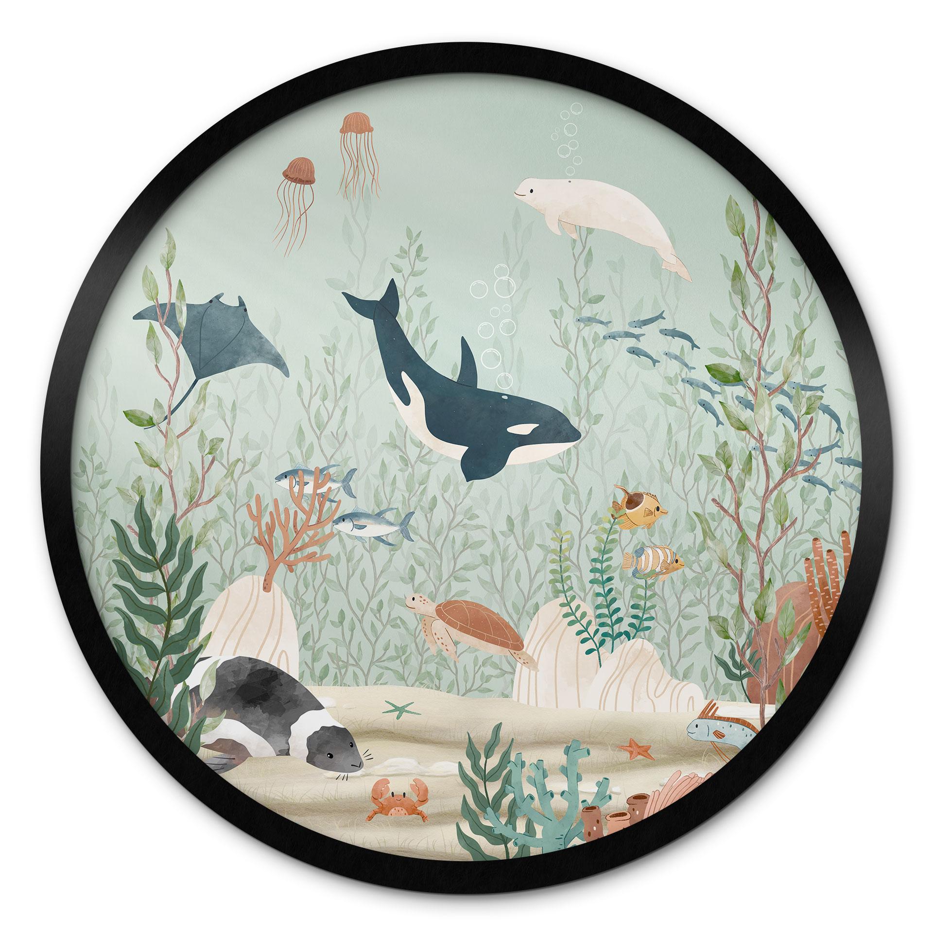 Plakat med havdyr dybt nede i havet - Oliver Robins - Round
