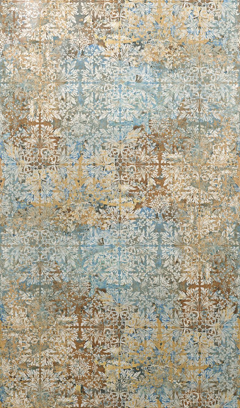 Vintage stijl behang Beige, Blauw,Ornamental 2.70 x 1.59 m