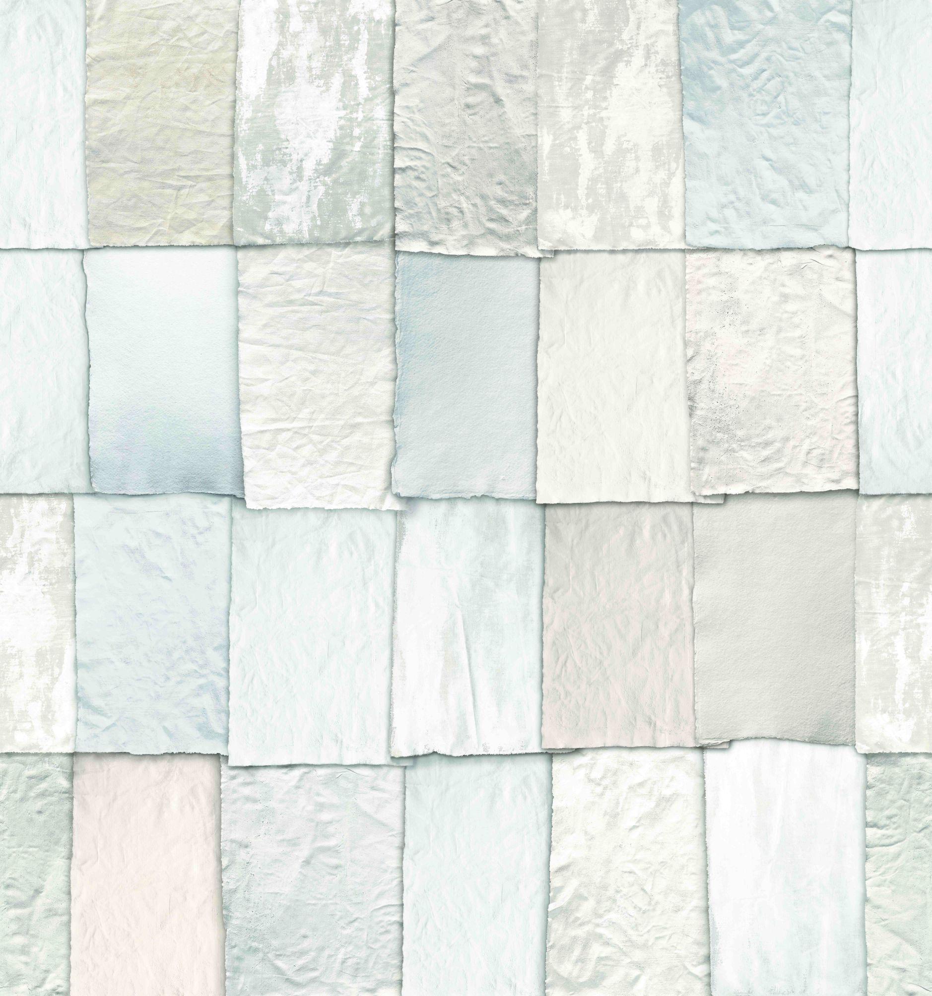 Fototapet Patchwork-papirlook i hvid og beige med fin struktur 3,4 x 3,18 m