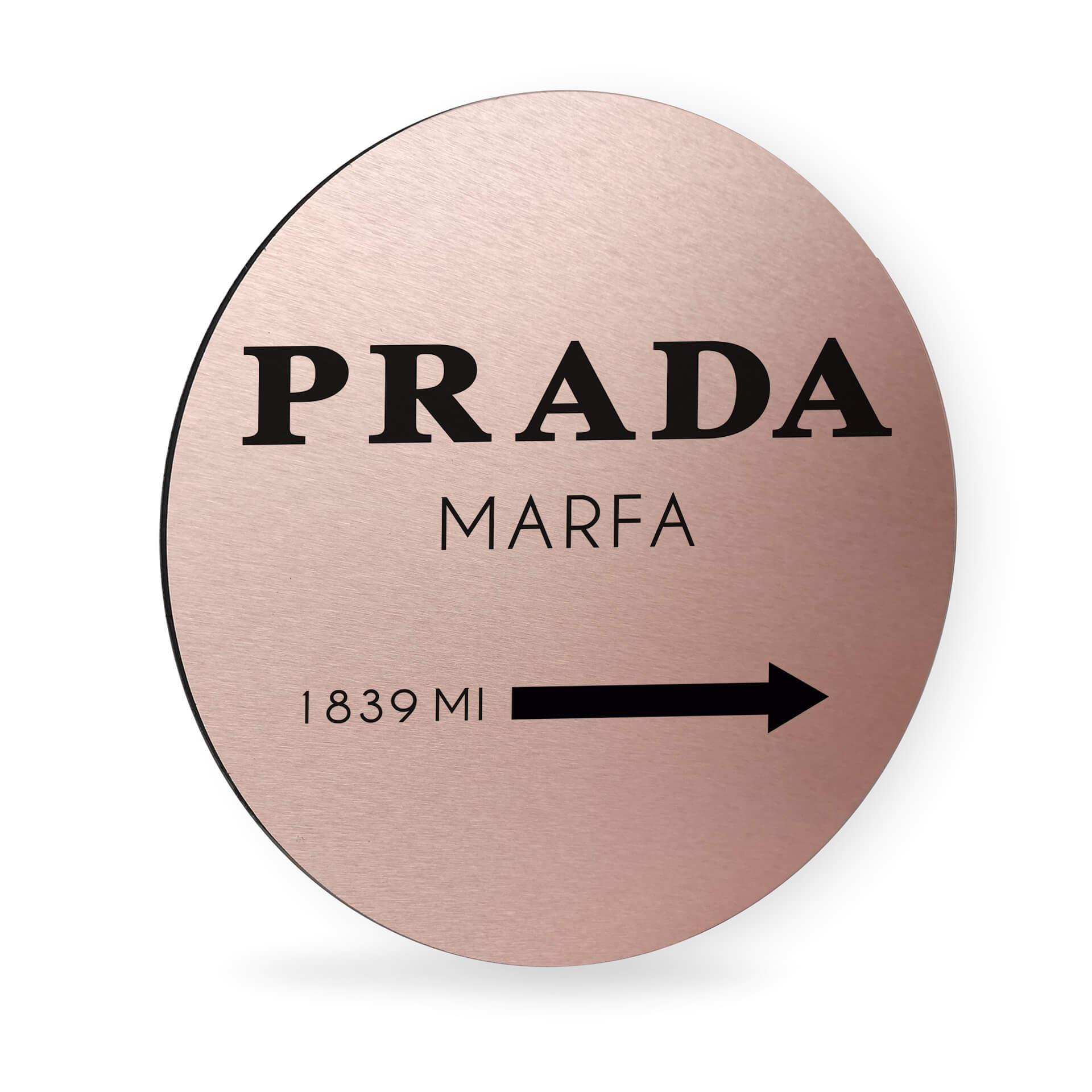 Wandcirkel Alu-Dibond Prada Marfa - koper effect