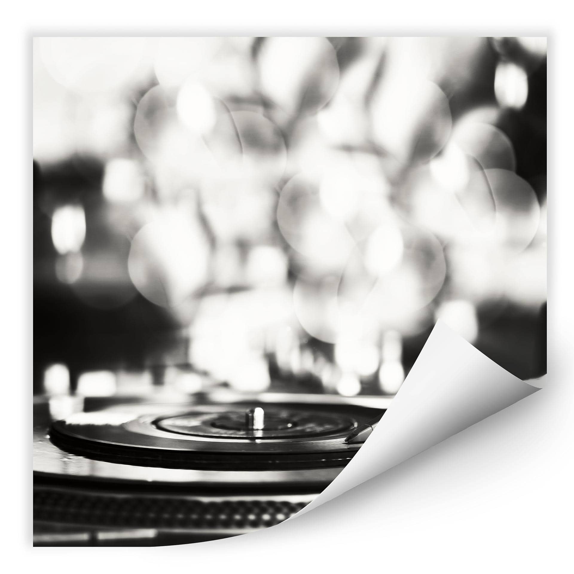Zelfklevende Poster Vinyl Record on Turntables