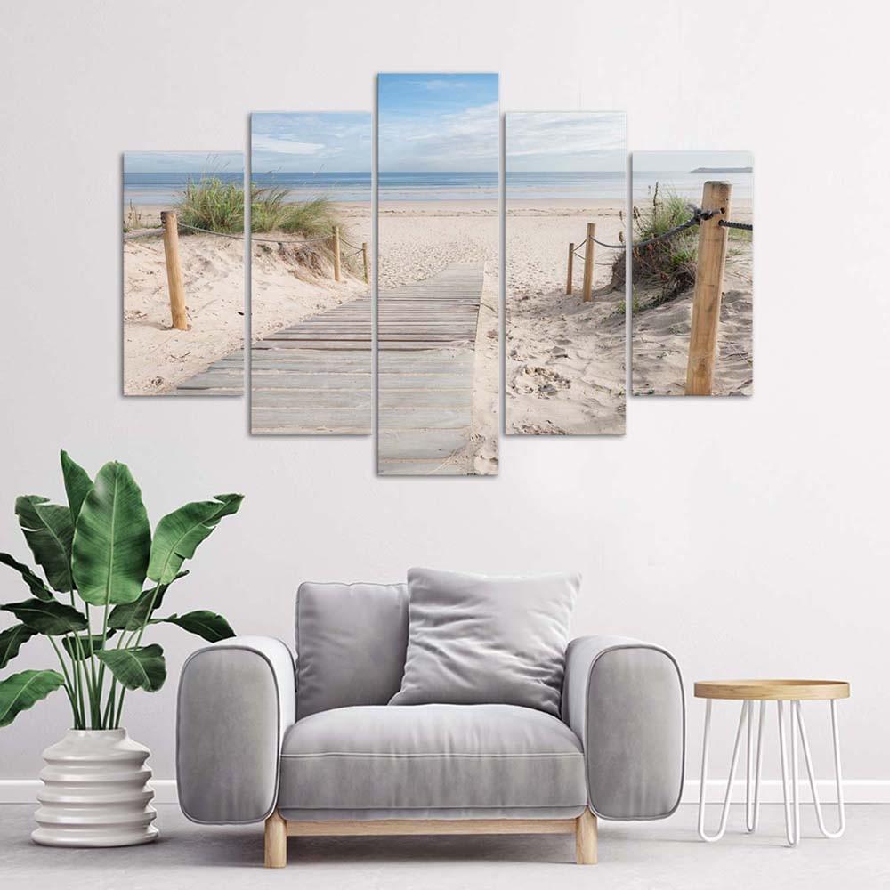 Lærred print 5 styk, strand hav