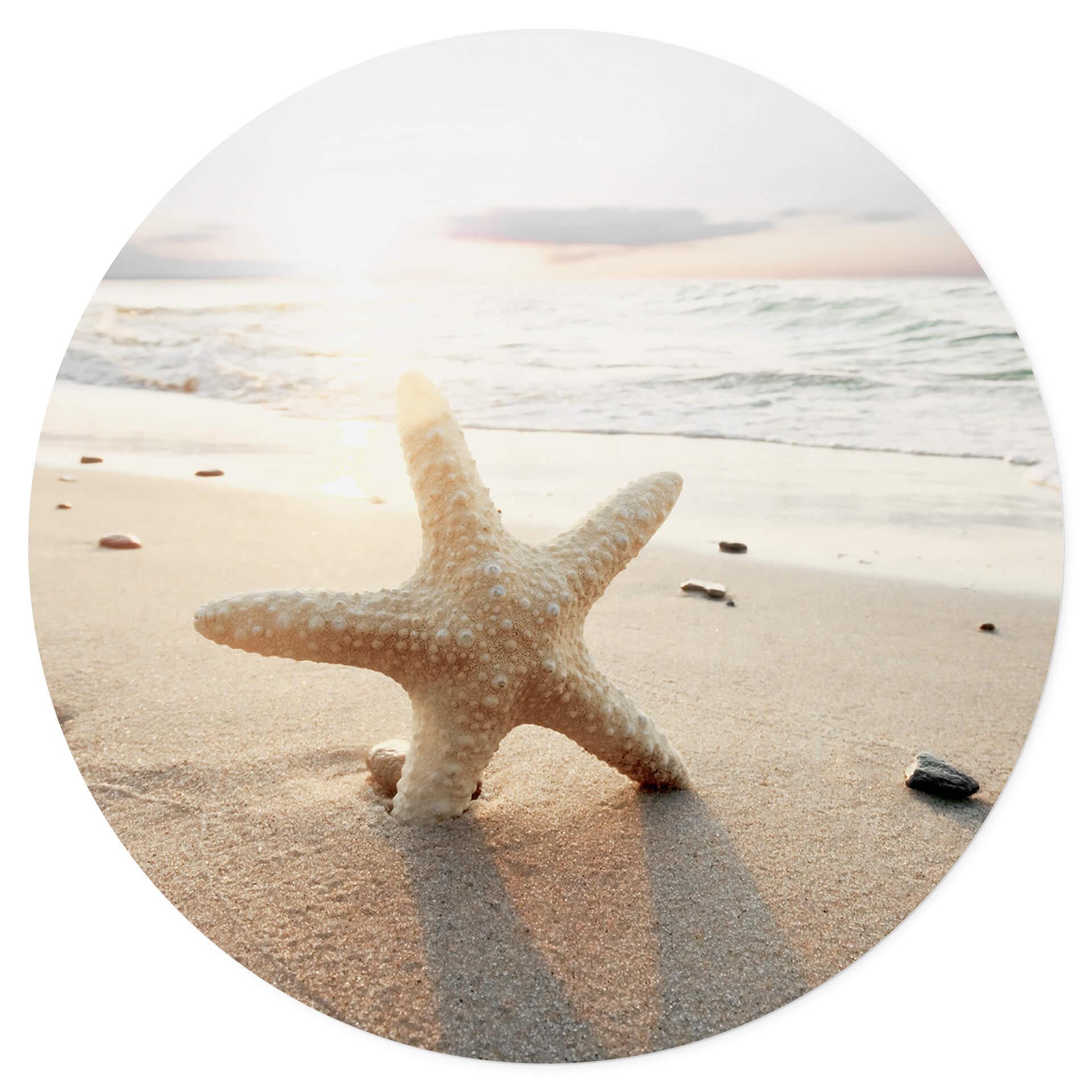 Wandtattoo Funkelnder Seestern am einsamen Strand - Rund
