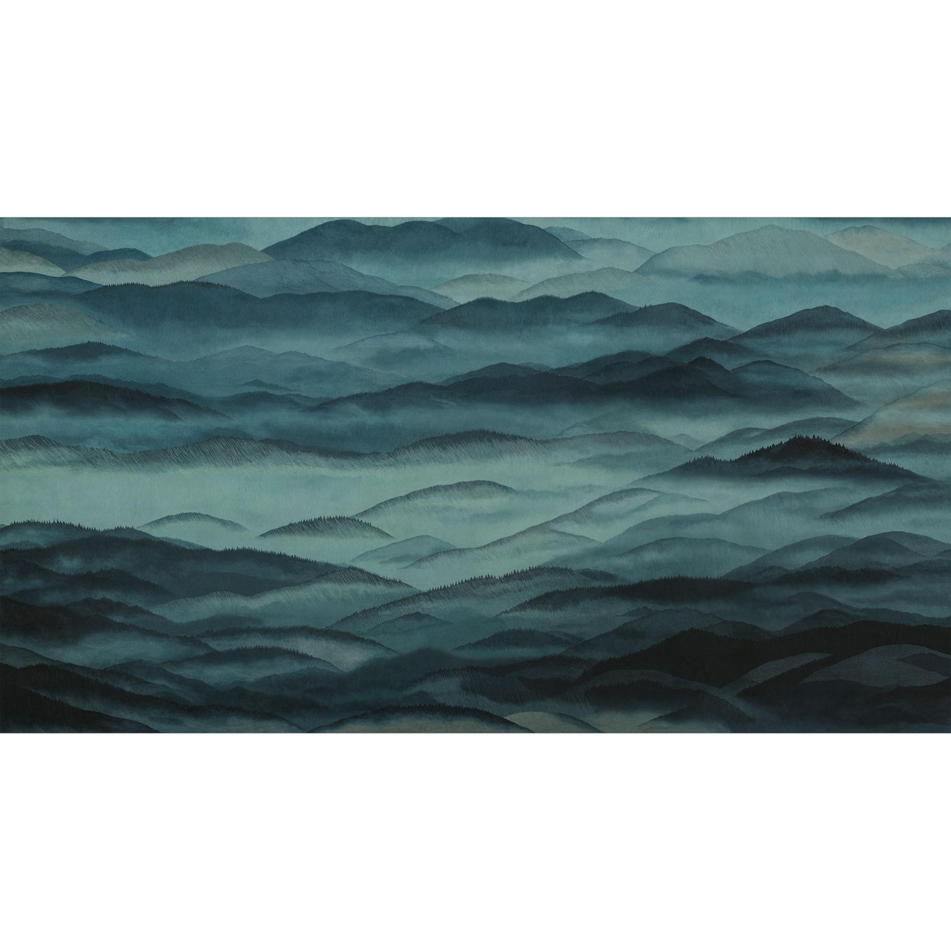 Fotobehang Roerich Hills - Blauw Berglandschap - Sir Edward x Grigory Gladarev