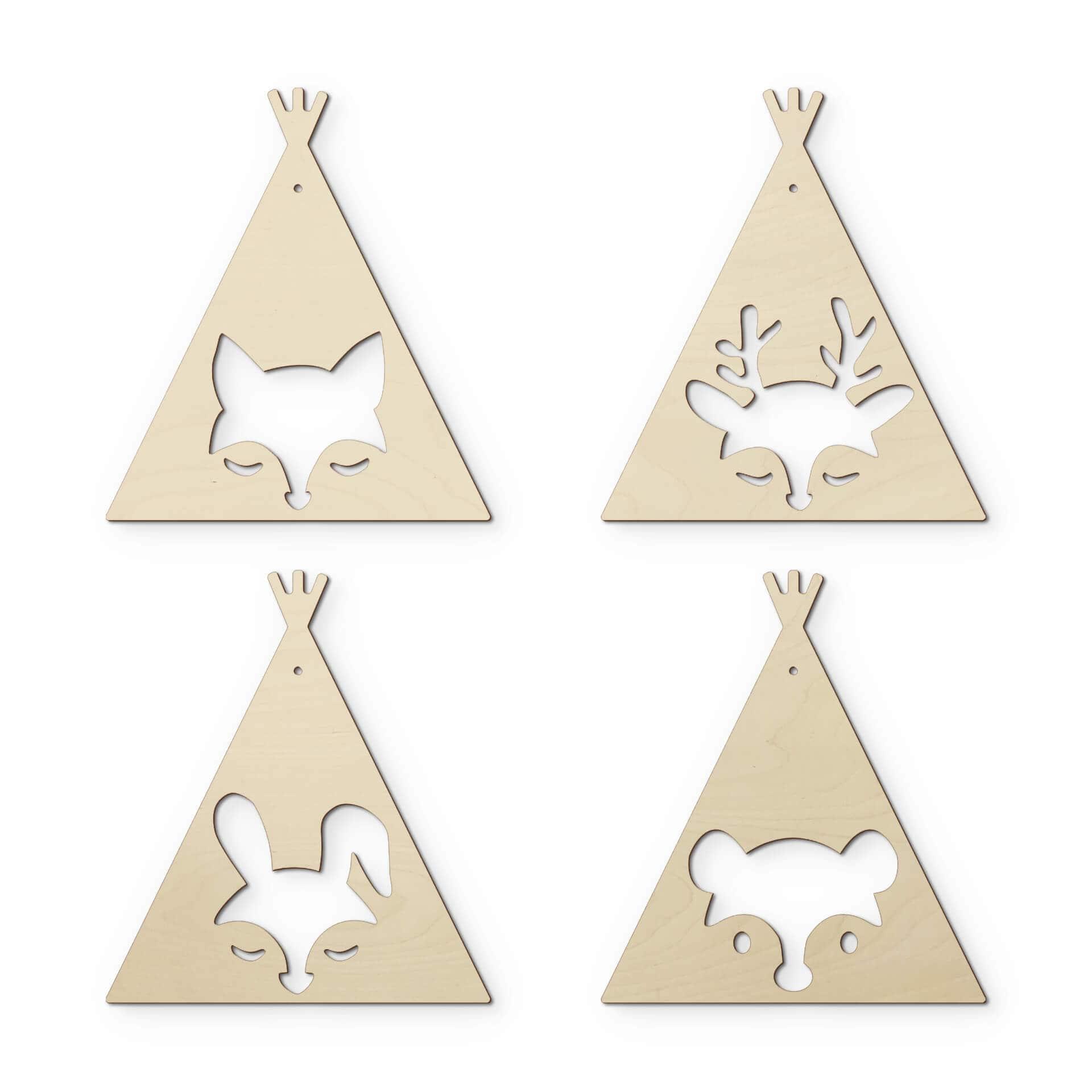 Decorazione in legno + corda - Animali