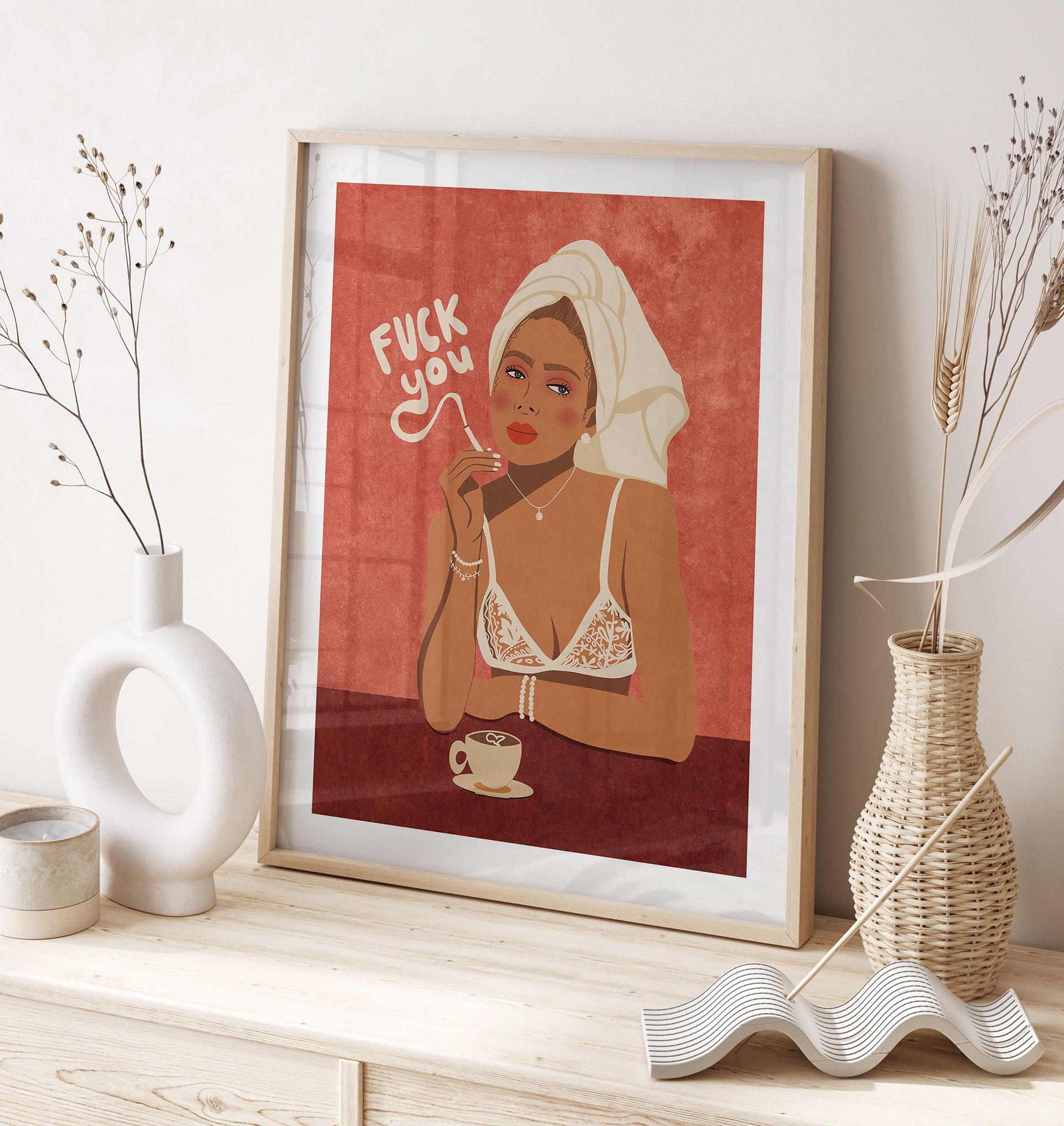 Póster Vete a la mierda - Café con cigarrillo - Oltmanns