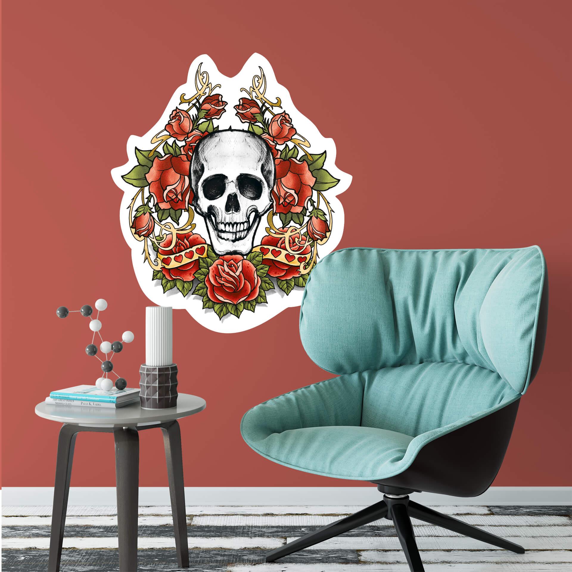 Sticker mural - LA Ink - Crâne et couronne de roses