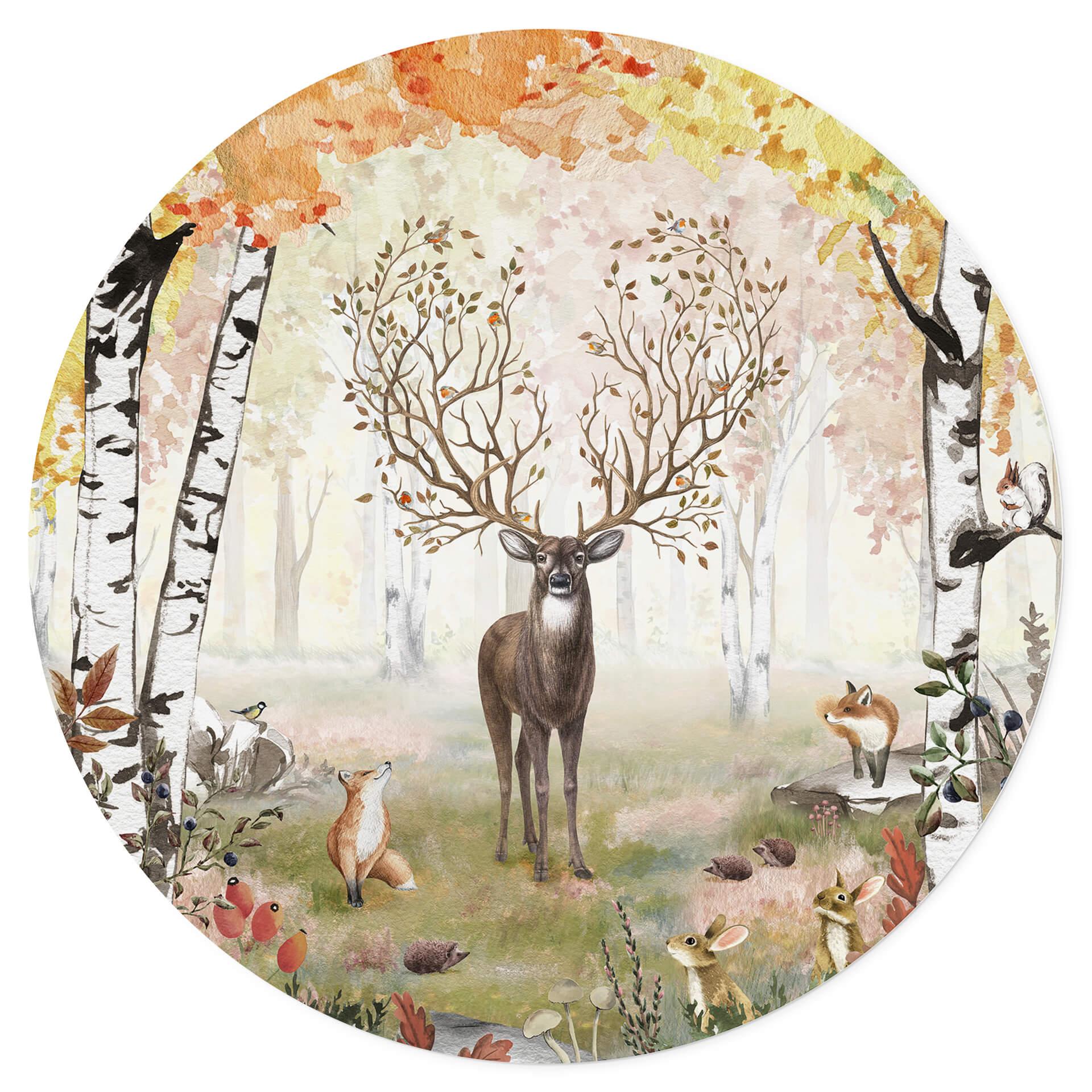 Wandtattoo Kikki Belle - Hirsch im Herbst - Rund