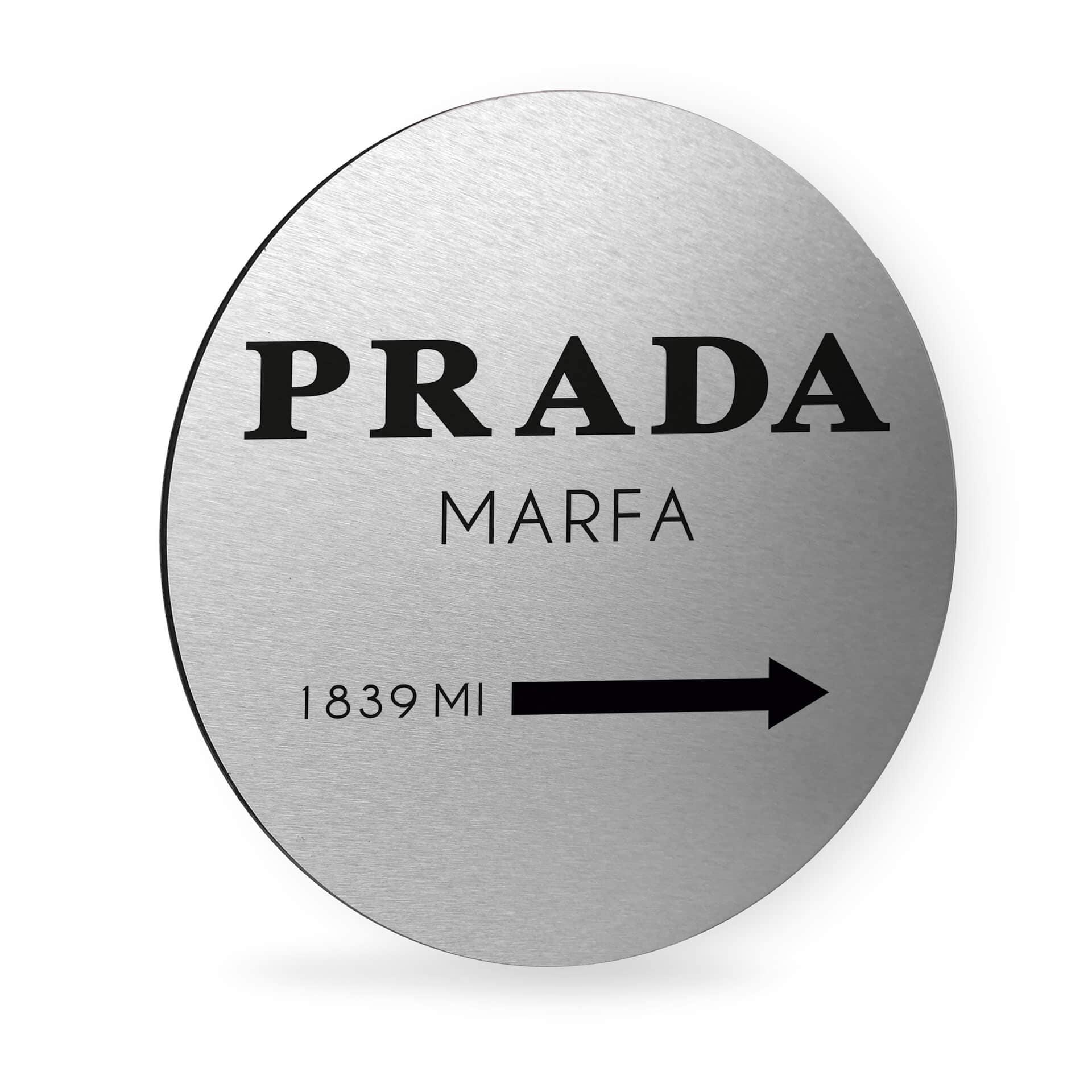 Wandcirkel Alu-Dibond Prada Marfa - zilver effect
