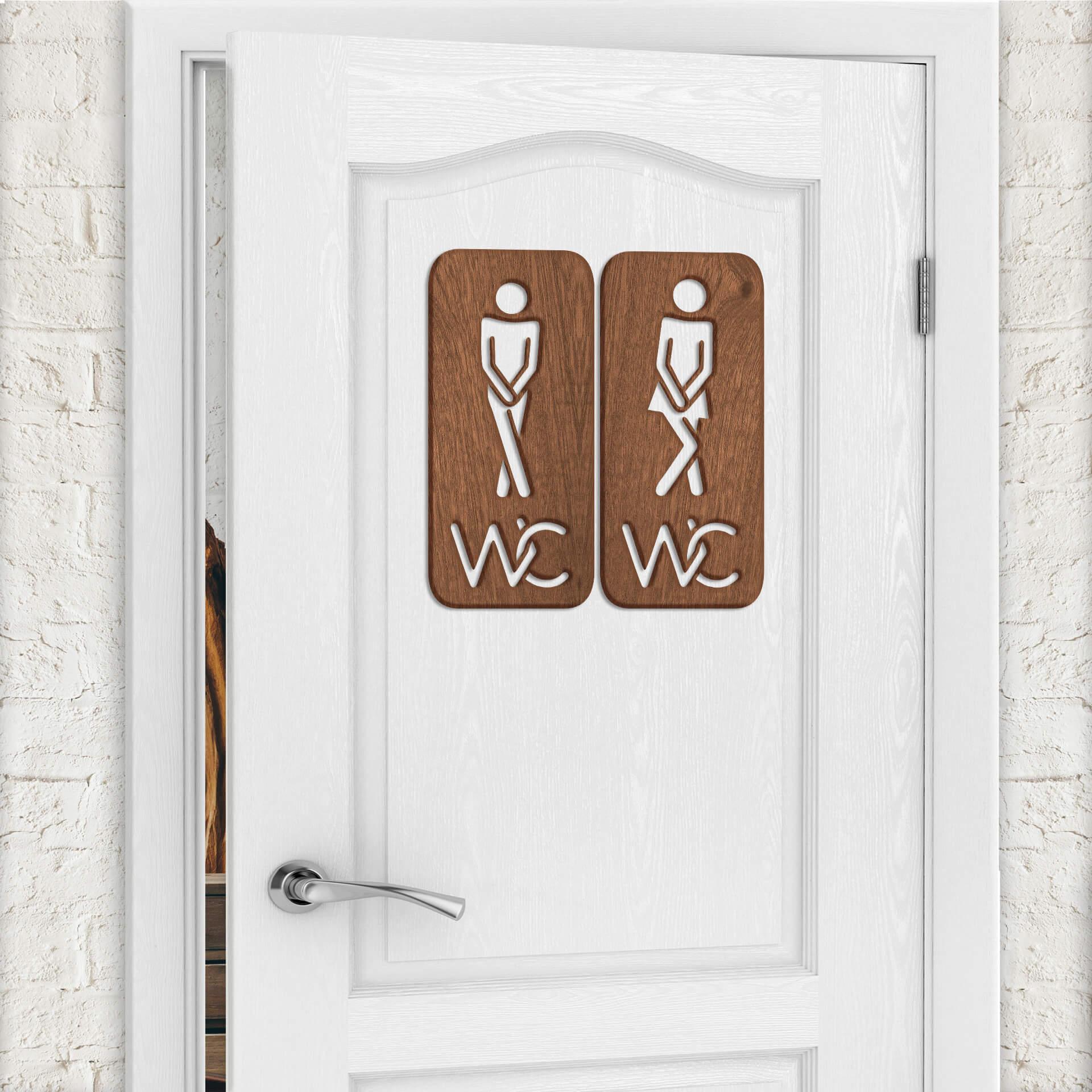 Décoration en bois - Signalisation toilettes 02 - Placage d'acajou