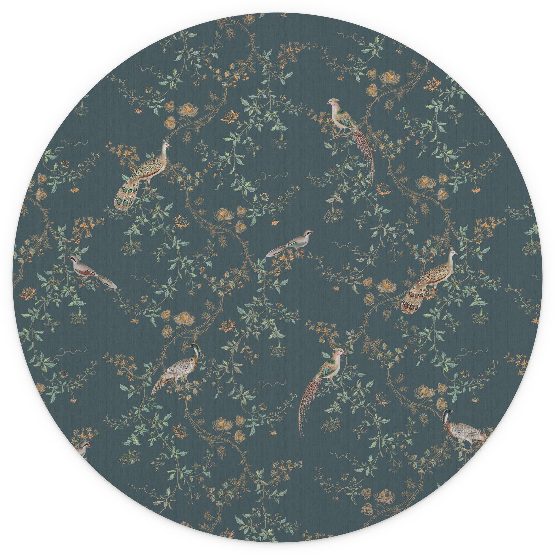 Exotische vogels in het bos Fotobehang - Bloemdecor - Rond - Zelfklevend/niet-geweven