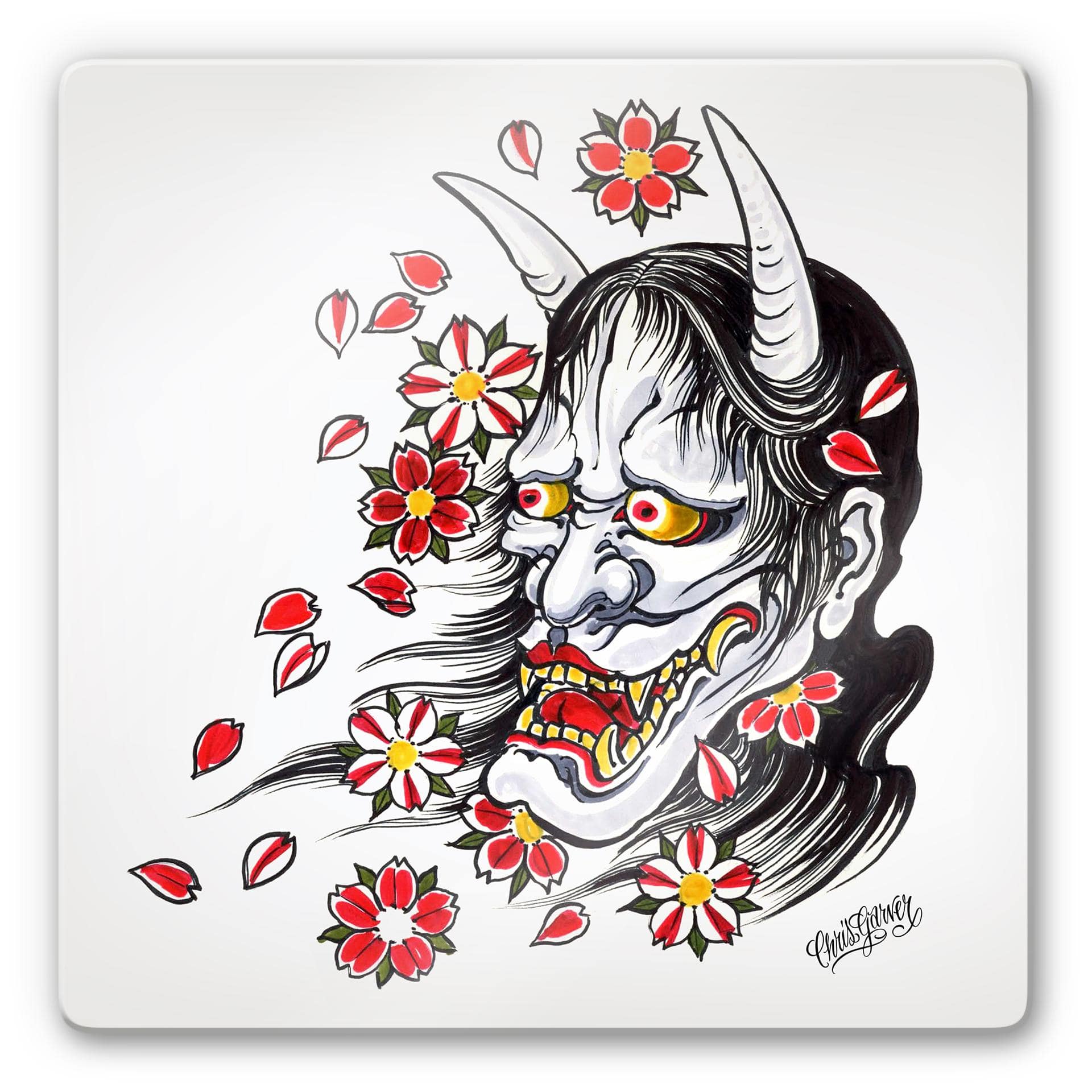 Tableau en verre - Miami Ink - Le masque d'Hannya