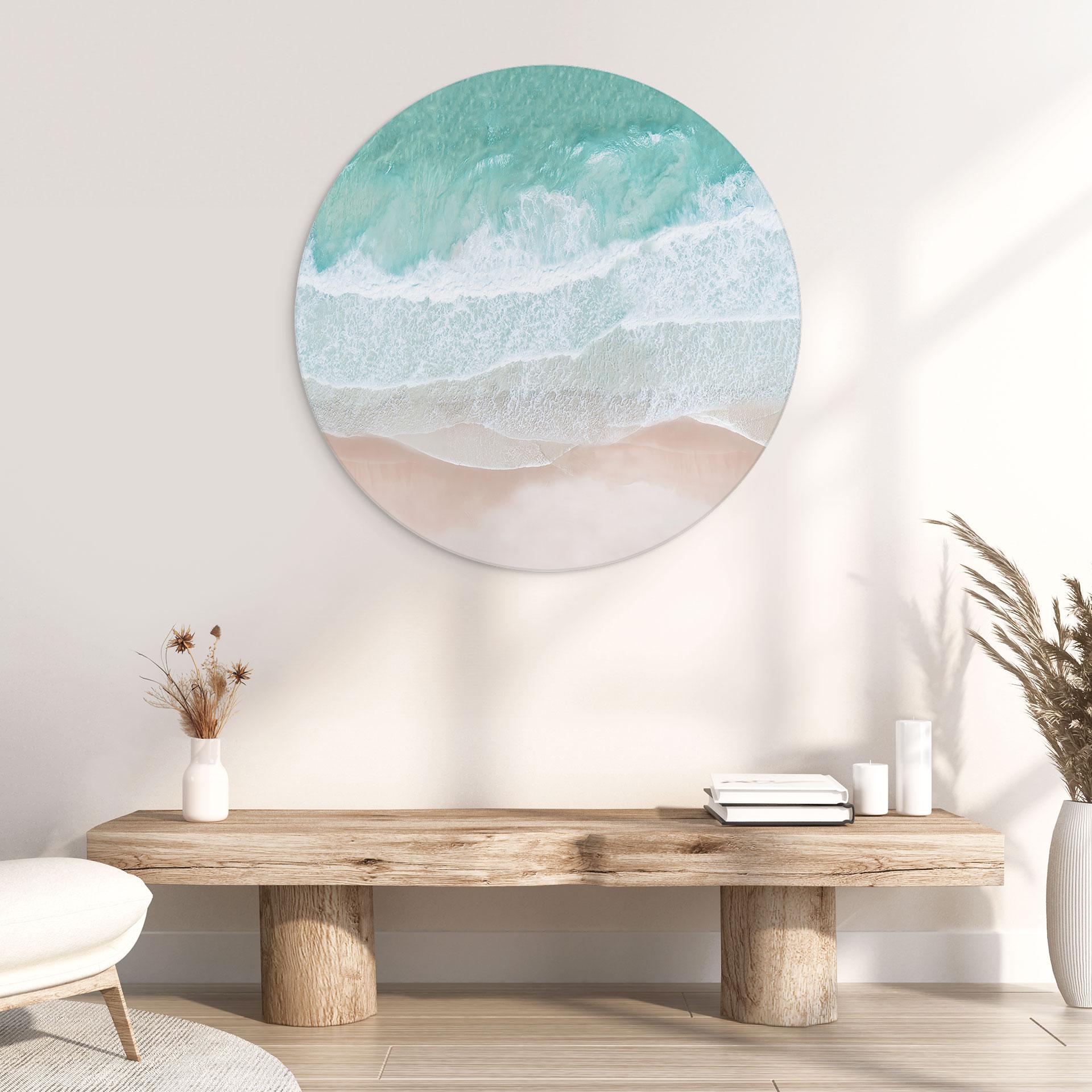 Billede Blide bølger på stranden - Sisi & Seb - rund – print på aluminium (Alu-Dibond)