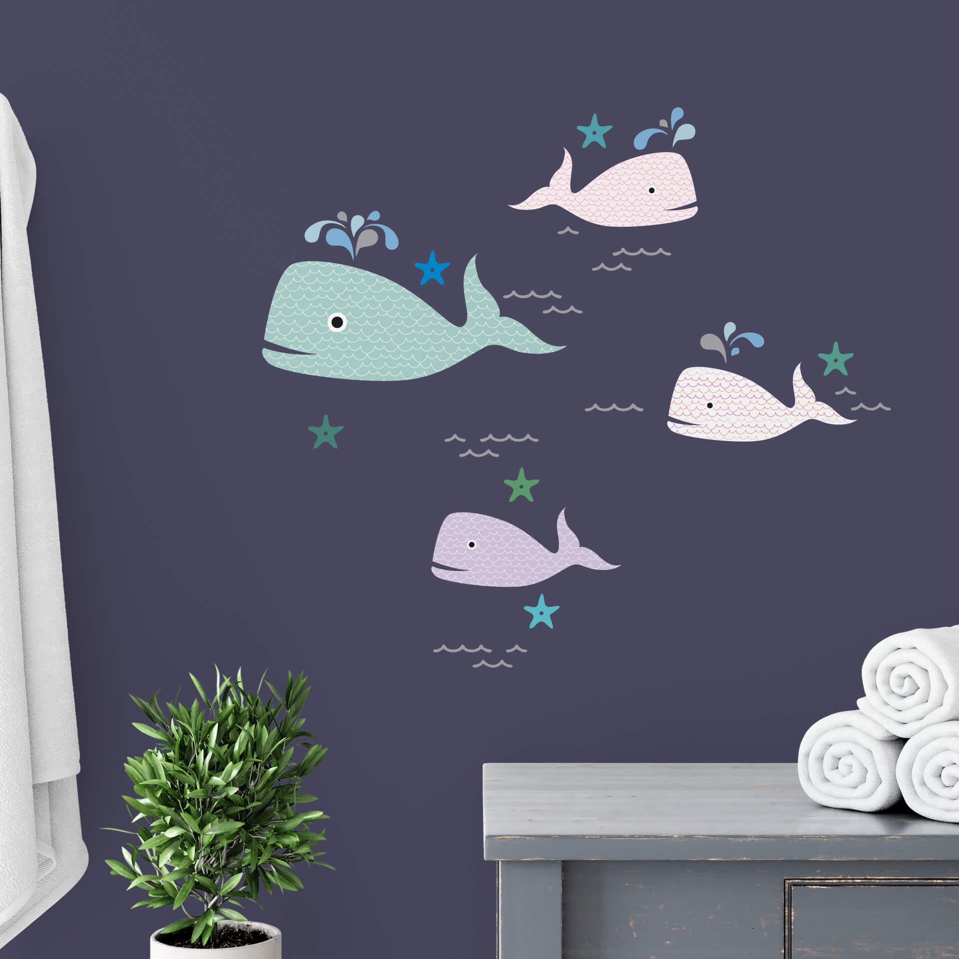 Adesivo murale - Set Balene