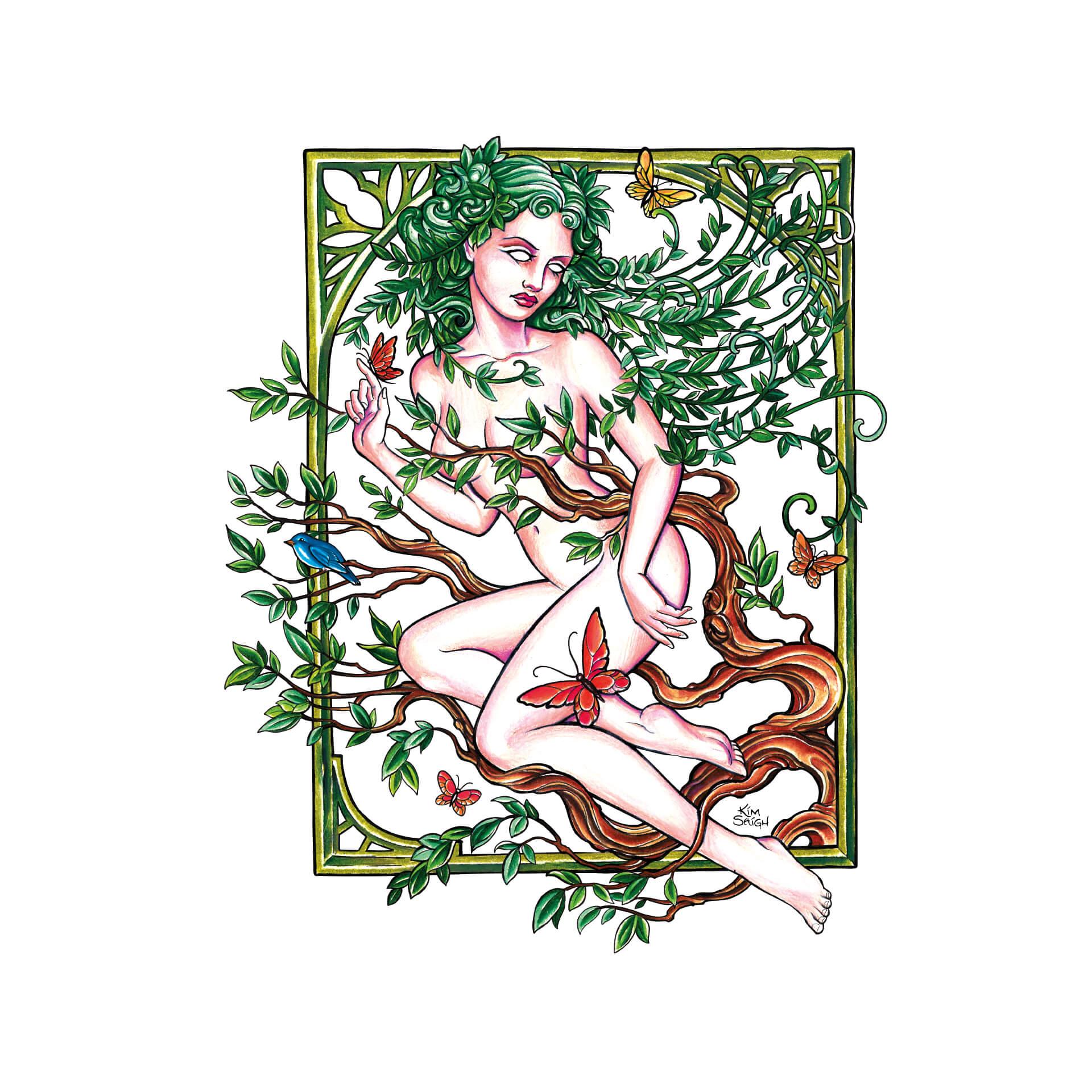 Wandtattoo LA Ink Waldelf im Rahmen