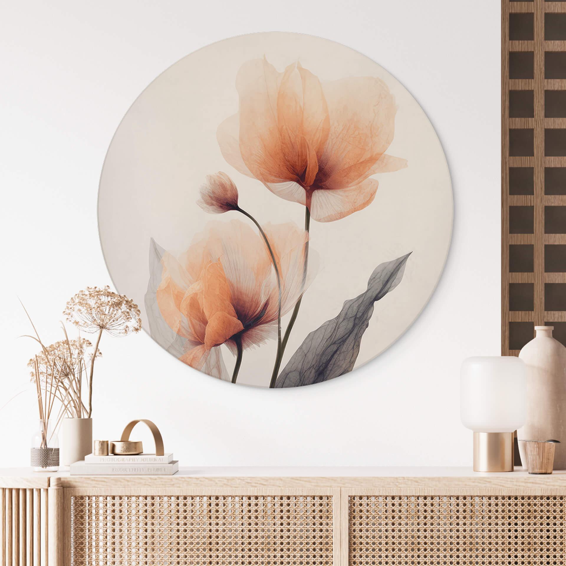 Vægcirkel Treechild - Delicate Flowers – print på aluminium (Alu-Dibond)