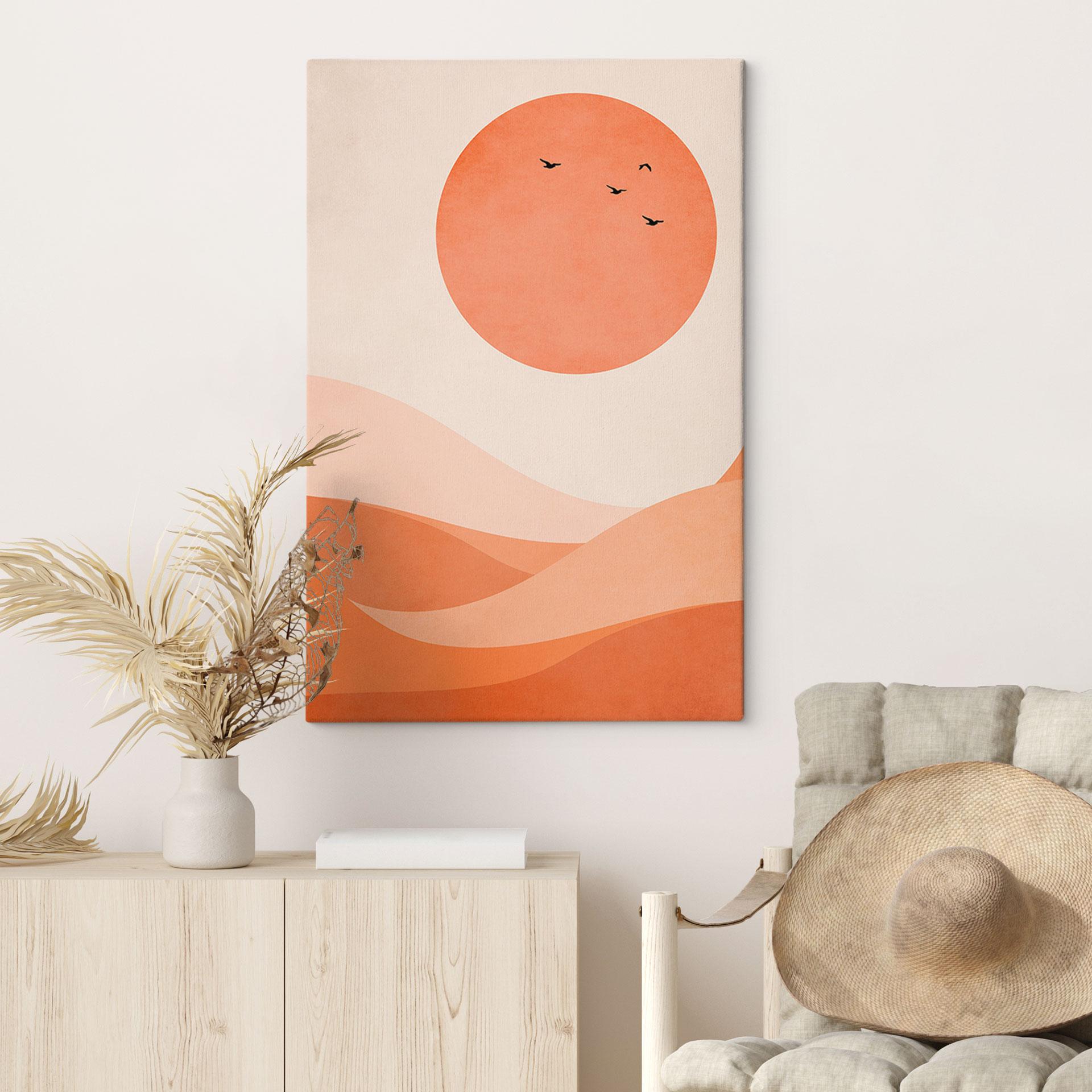 Canvas Harmonisch landschap oranje - Kubistika