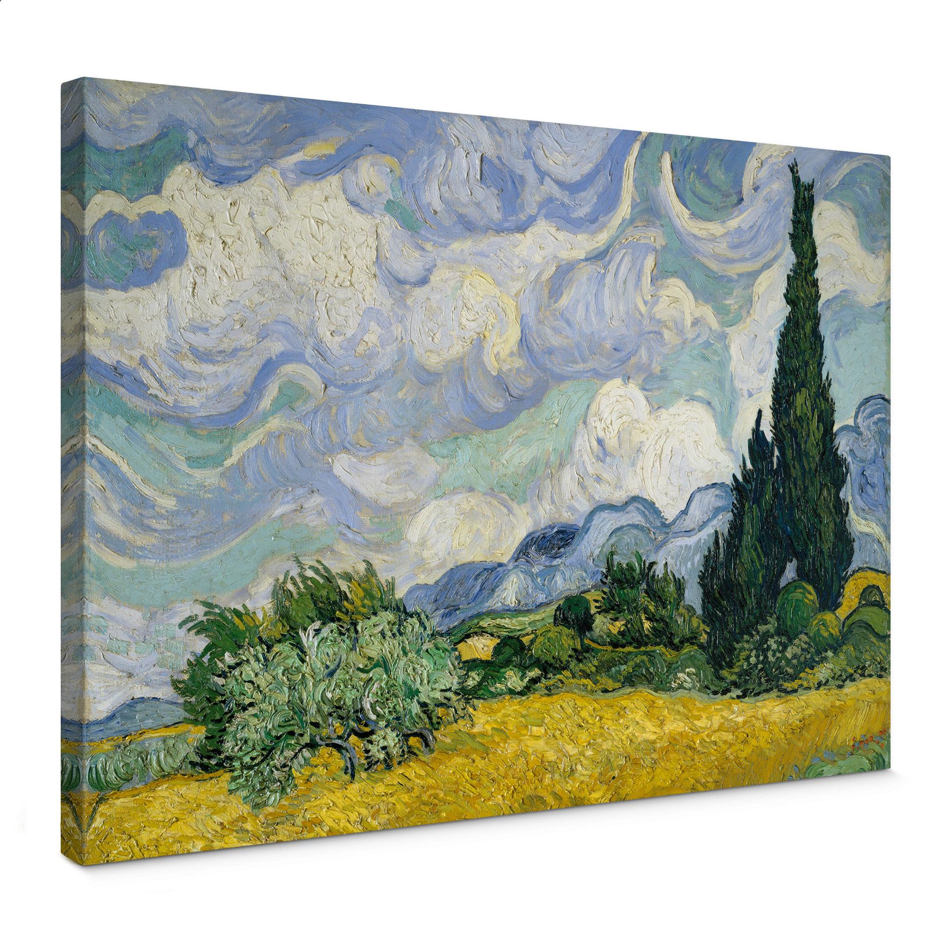 Lærredsprint - Van Gogh - Hvedemark med cypresser